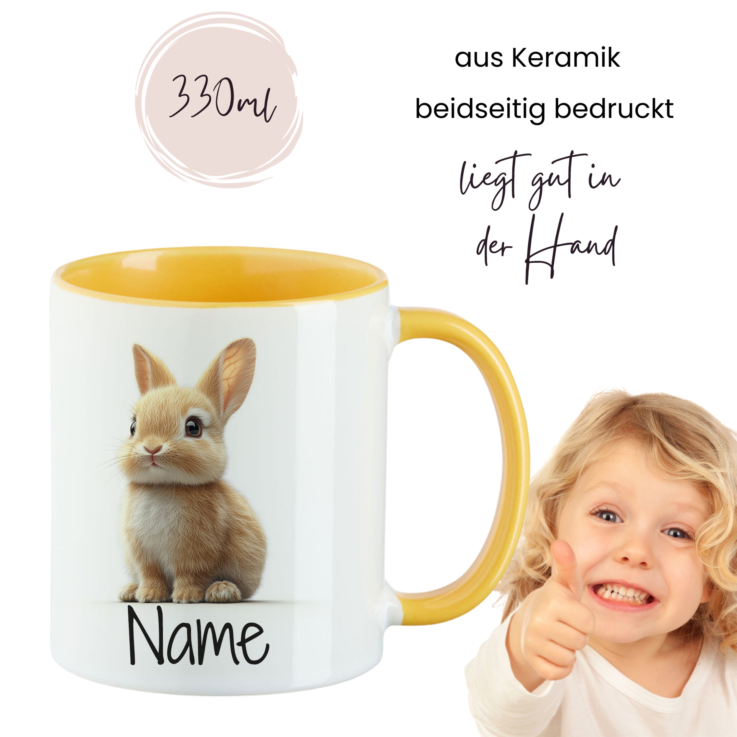 Tasse mit süßem Kaninchen