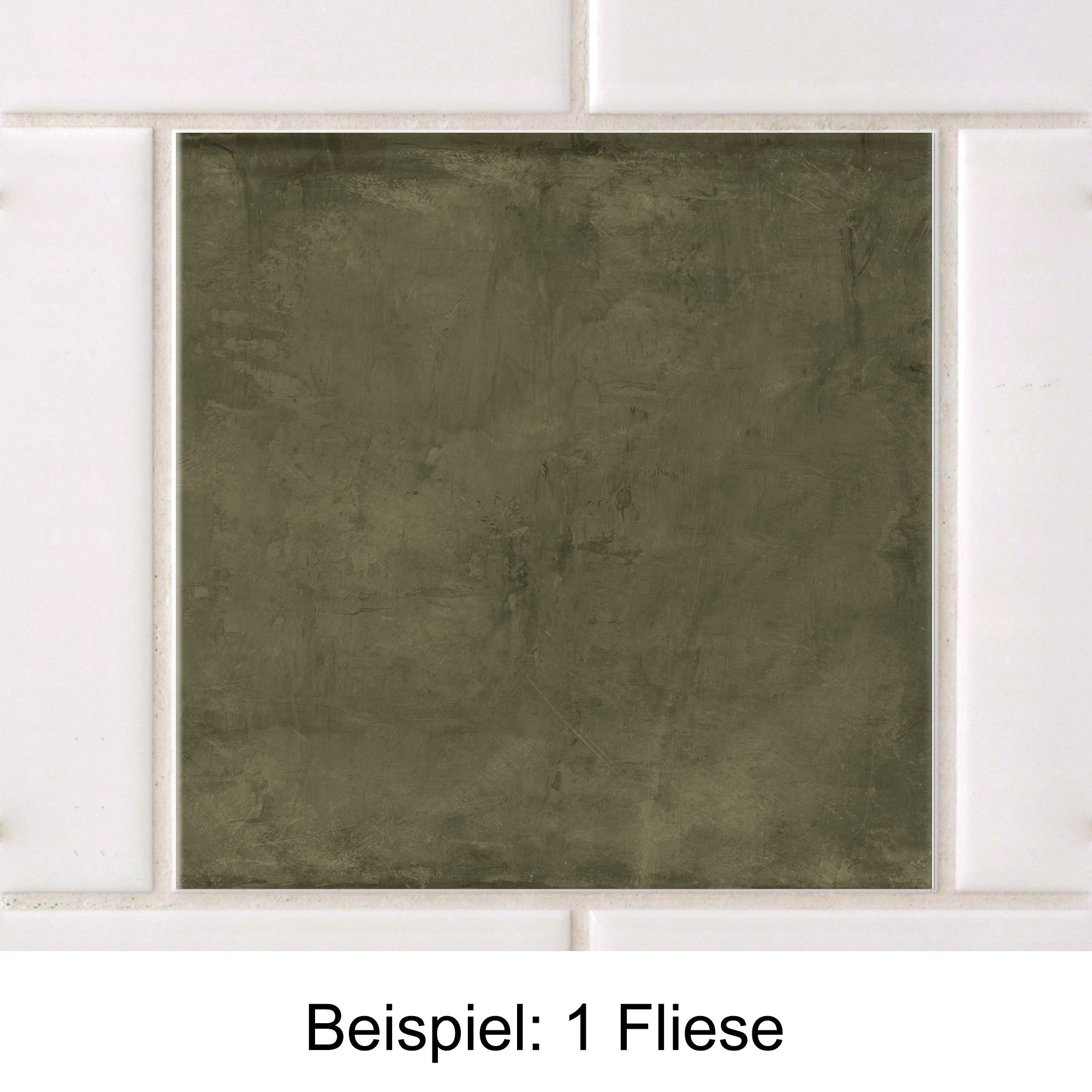 Dunkelgrüne Fliese mit mattem Finish auf hellem Untergrund.
