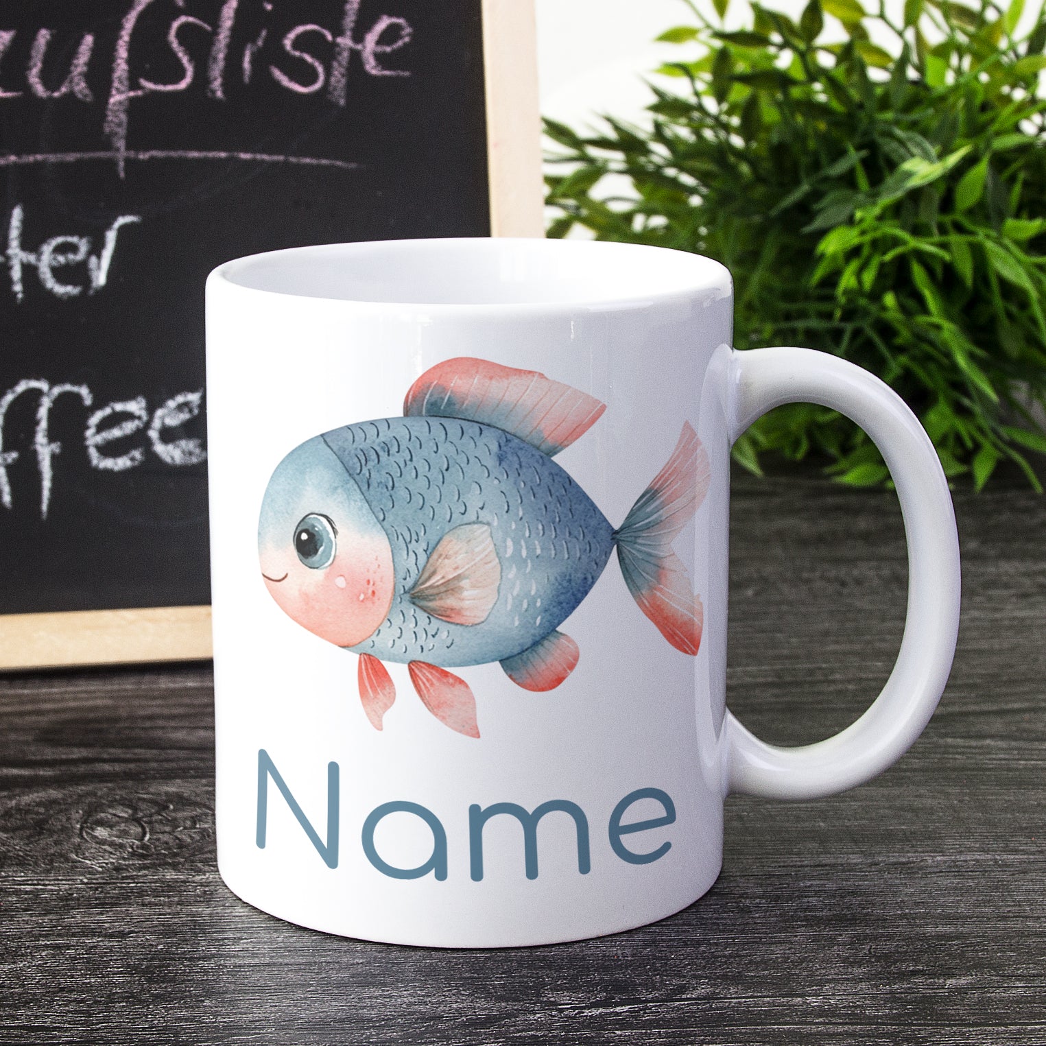 Tasse mit Fischmotiv