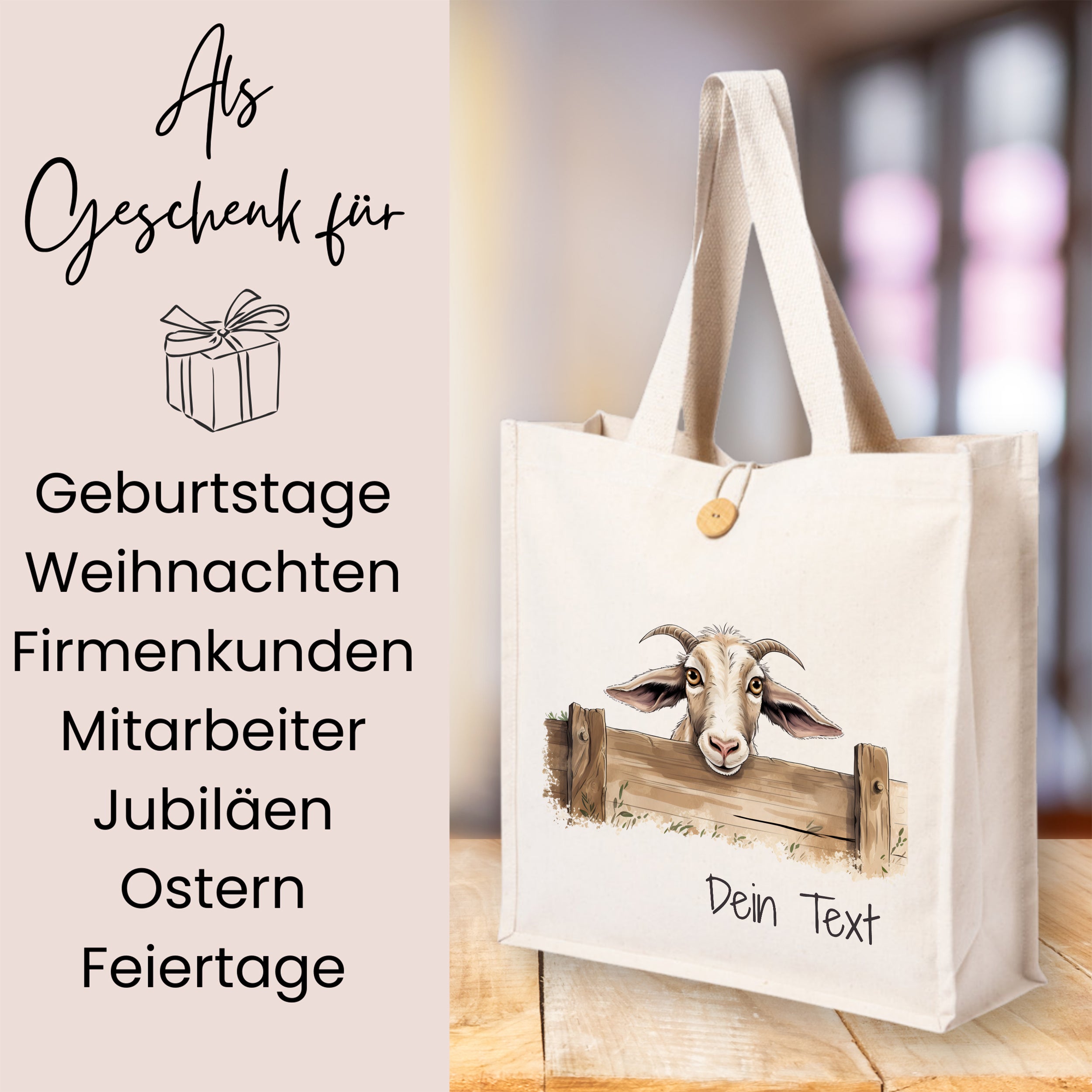 Tasche mit Ziegenmotiv