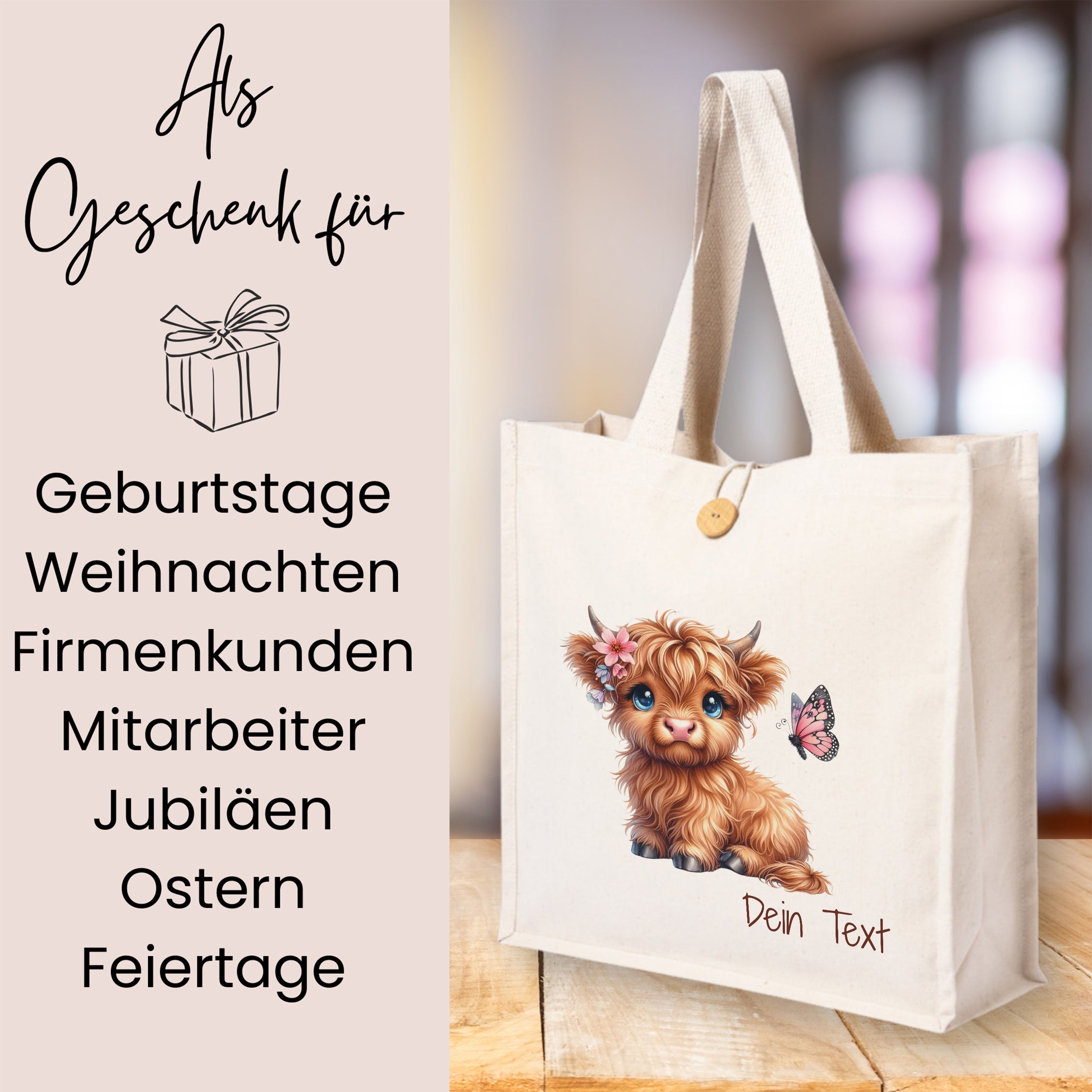 Tasche mit süßem Highland-Rind