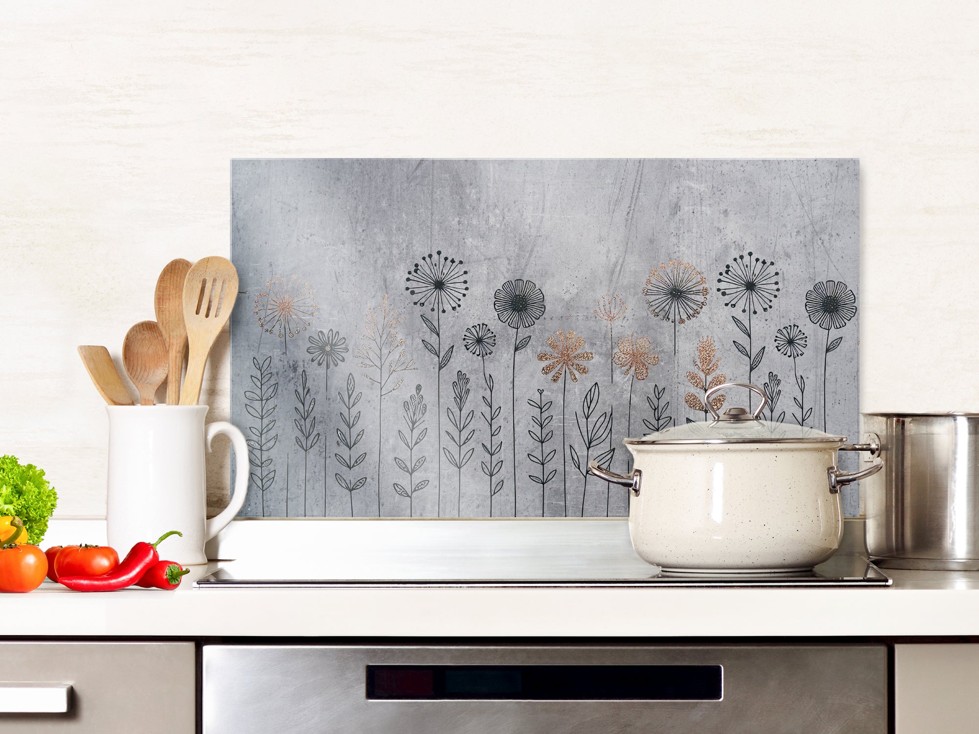 Spritzschutz Glas Blumenmuster