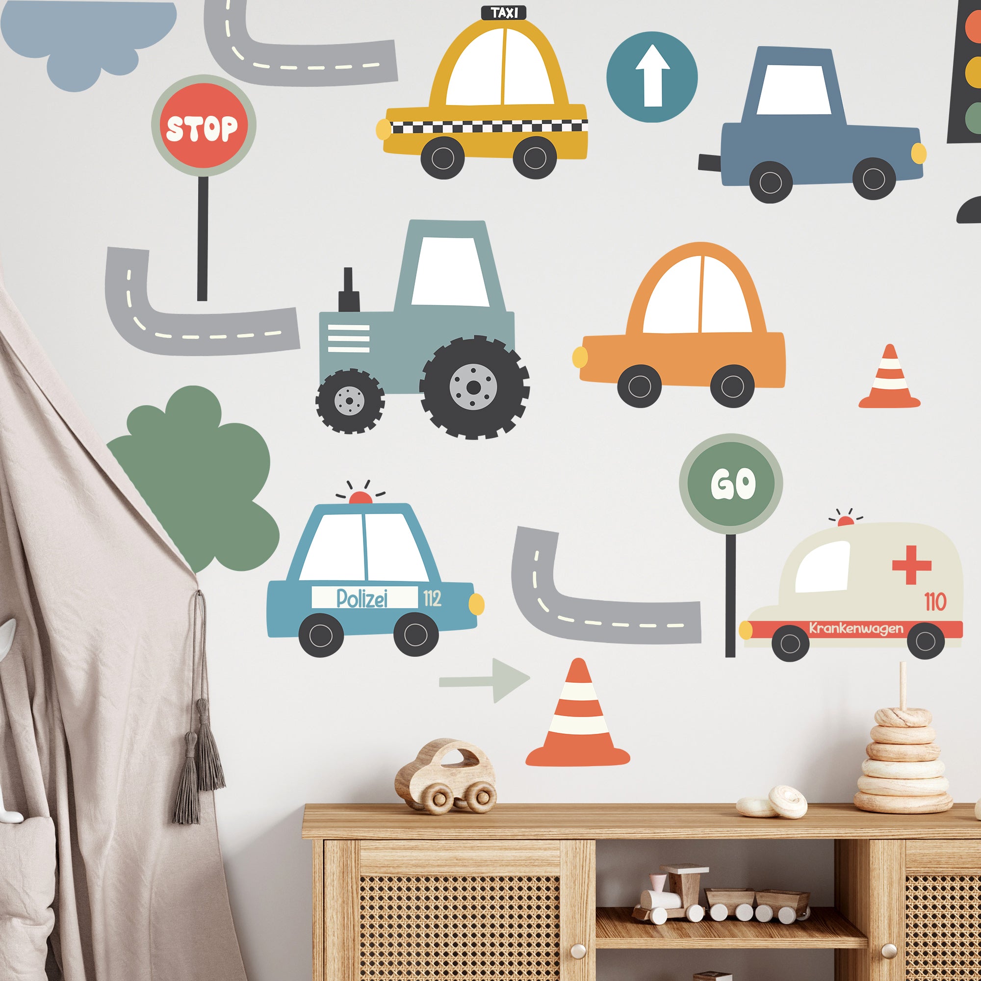 Wandtattoo-Set mit Autos, Polizei & Krankenwagen