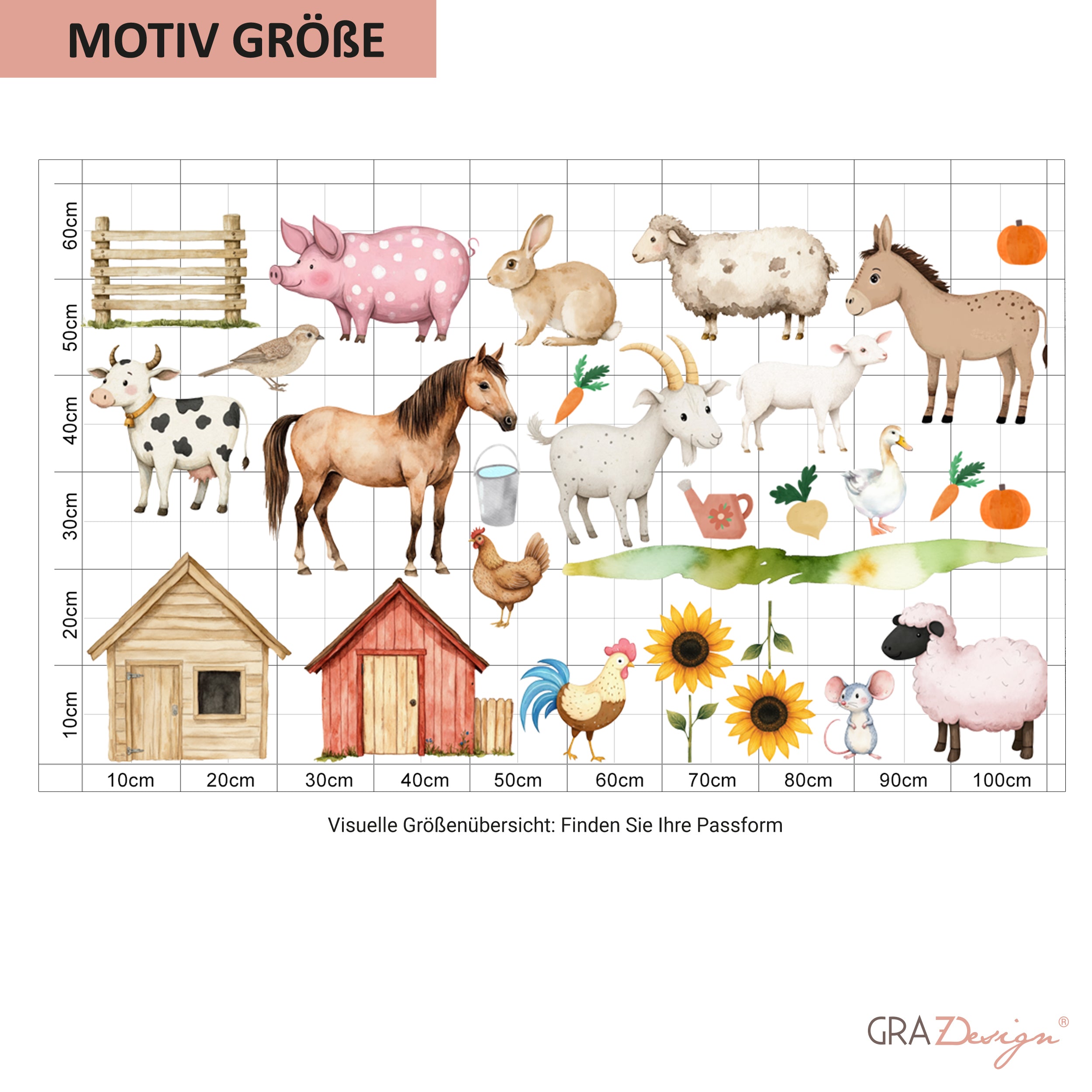 Wandtattoo Bauernhoftiere