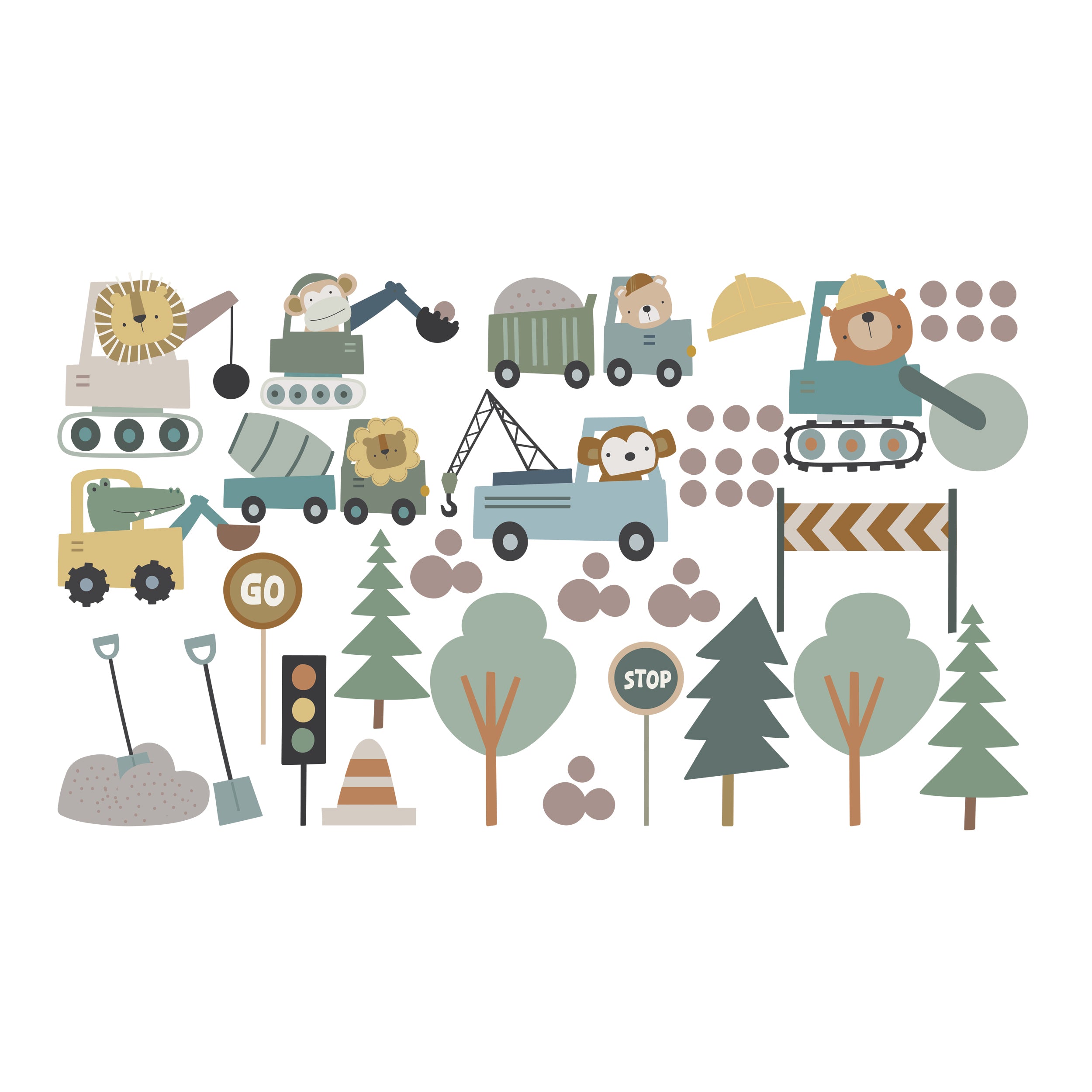 Wandtattoo Baustelle im Wald