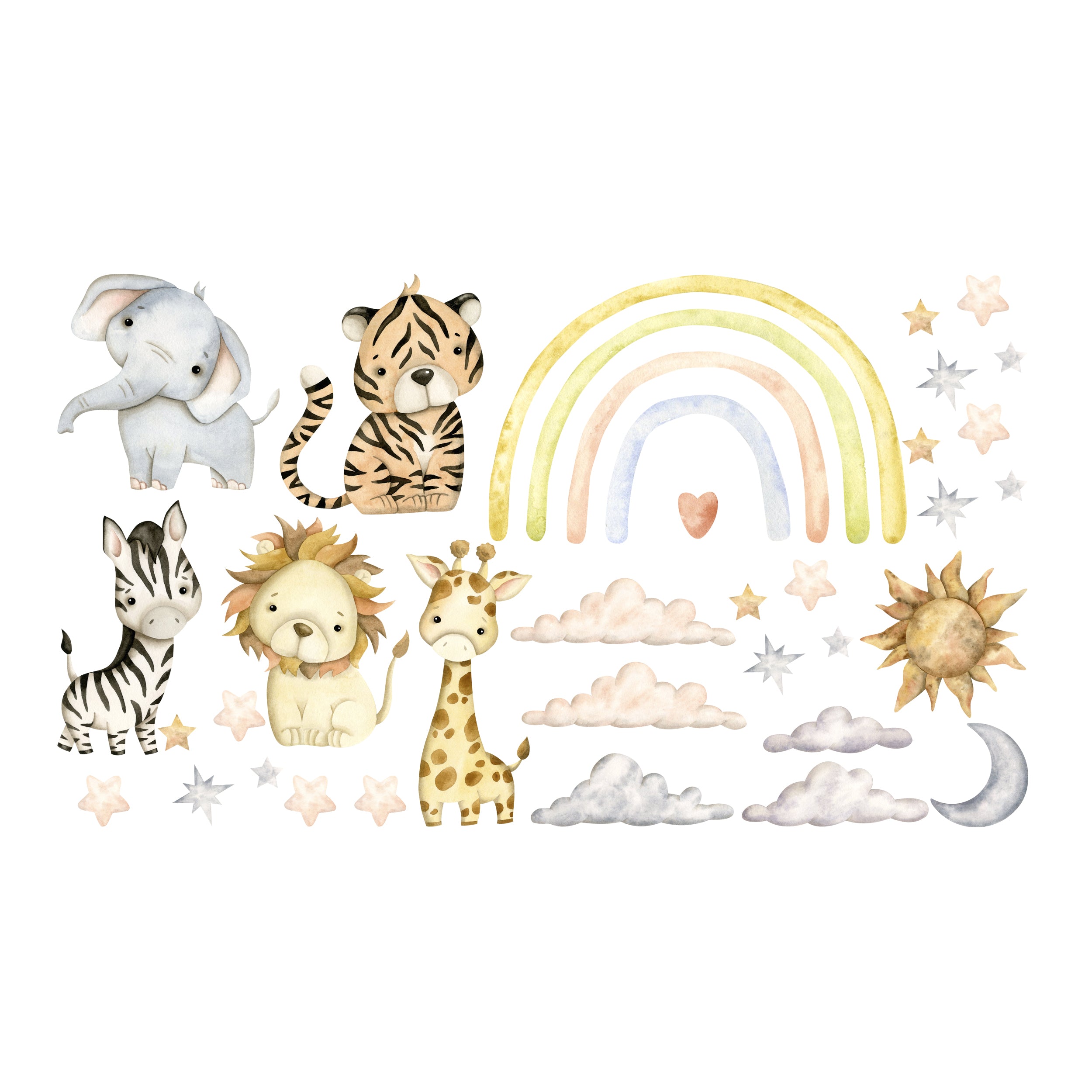 Wandtattoo Tiere mit Regenbogen