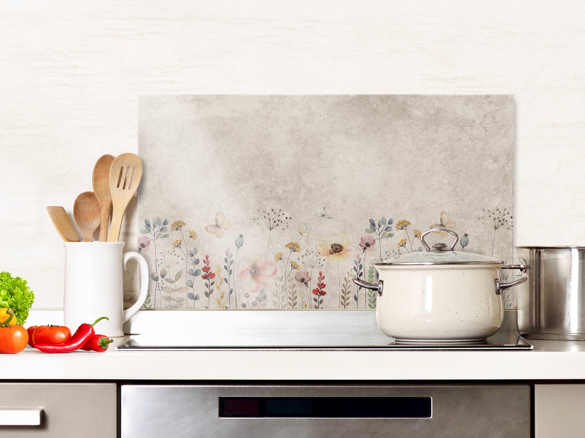 Spritzschutz mit Blumenmotiv