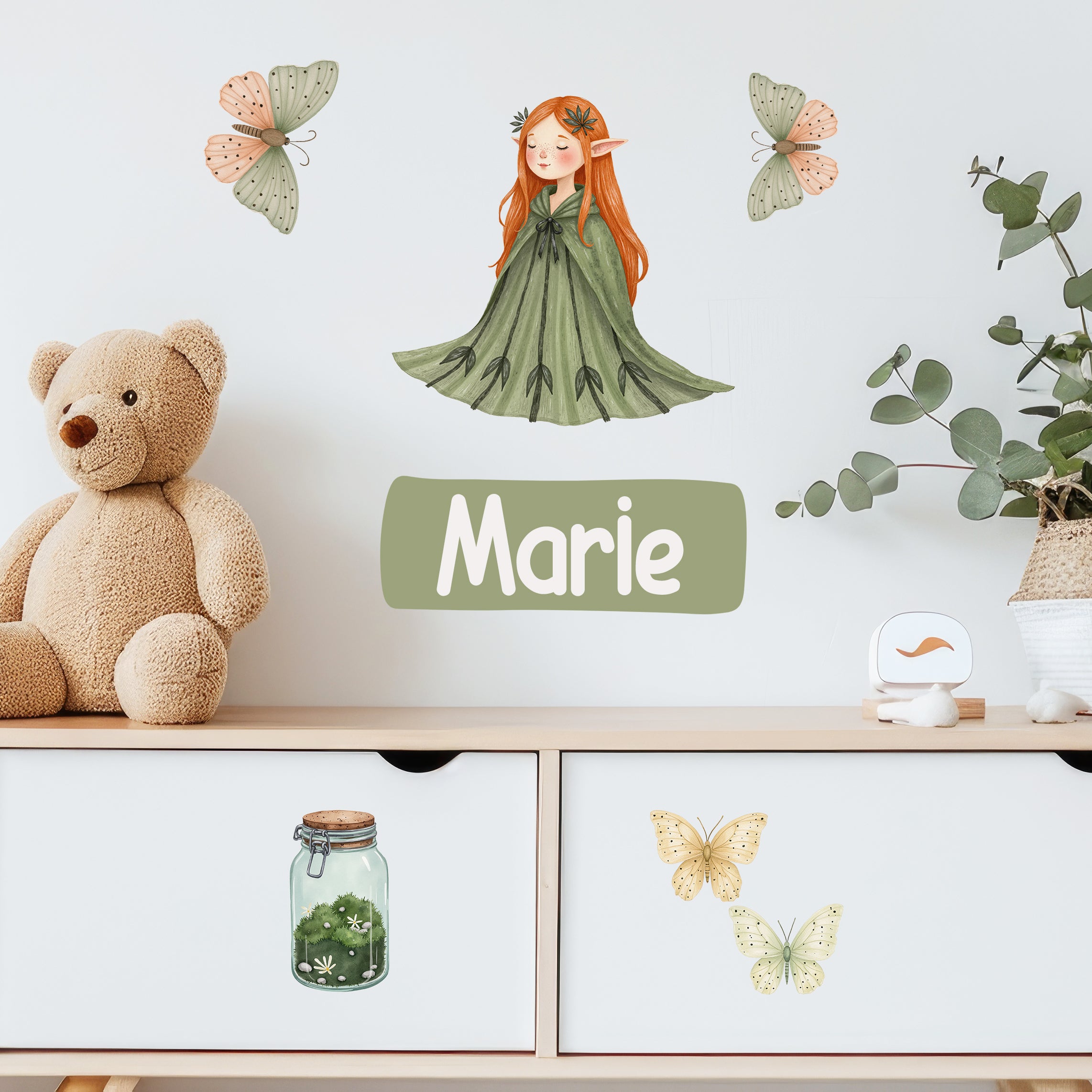 Wandtattoo Elfe mit Schmetterlingen