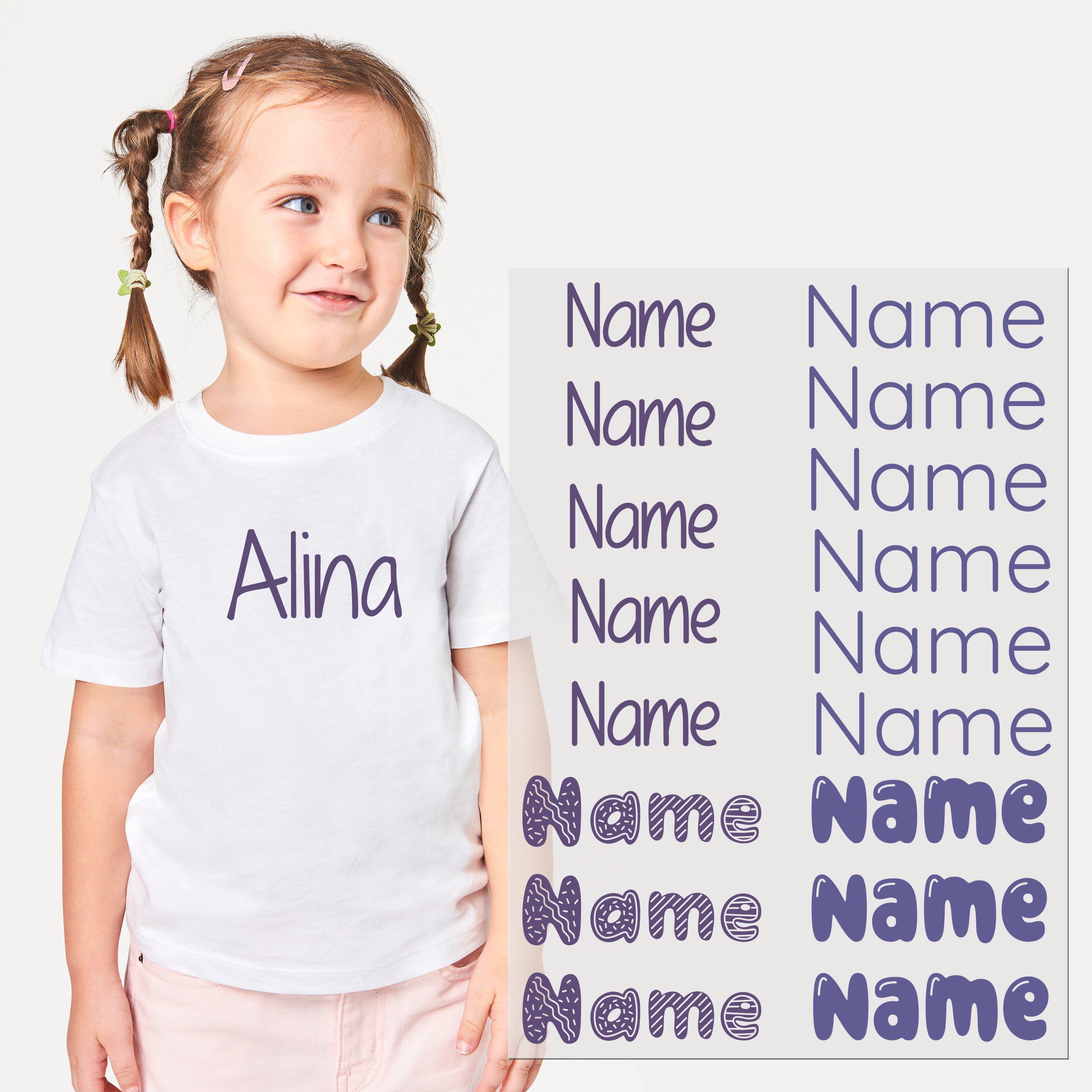 Bügelbild Set mit personalisierbarem Namen - Ein persönlicher Touch für dein T-Shirt