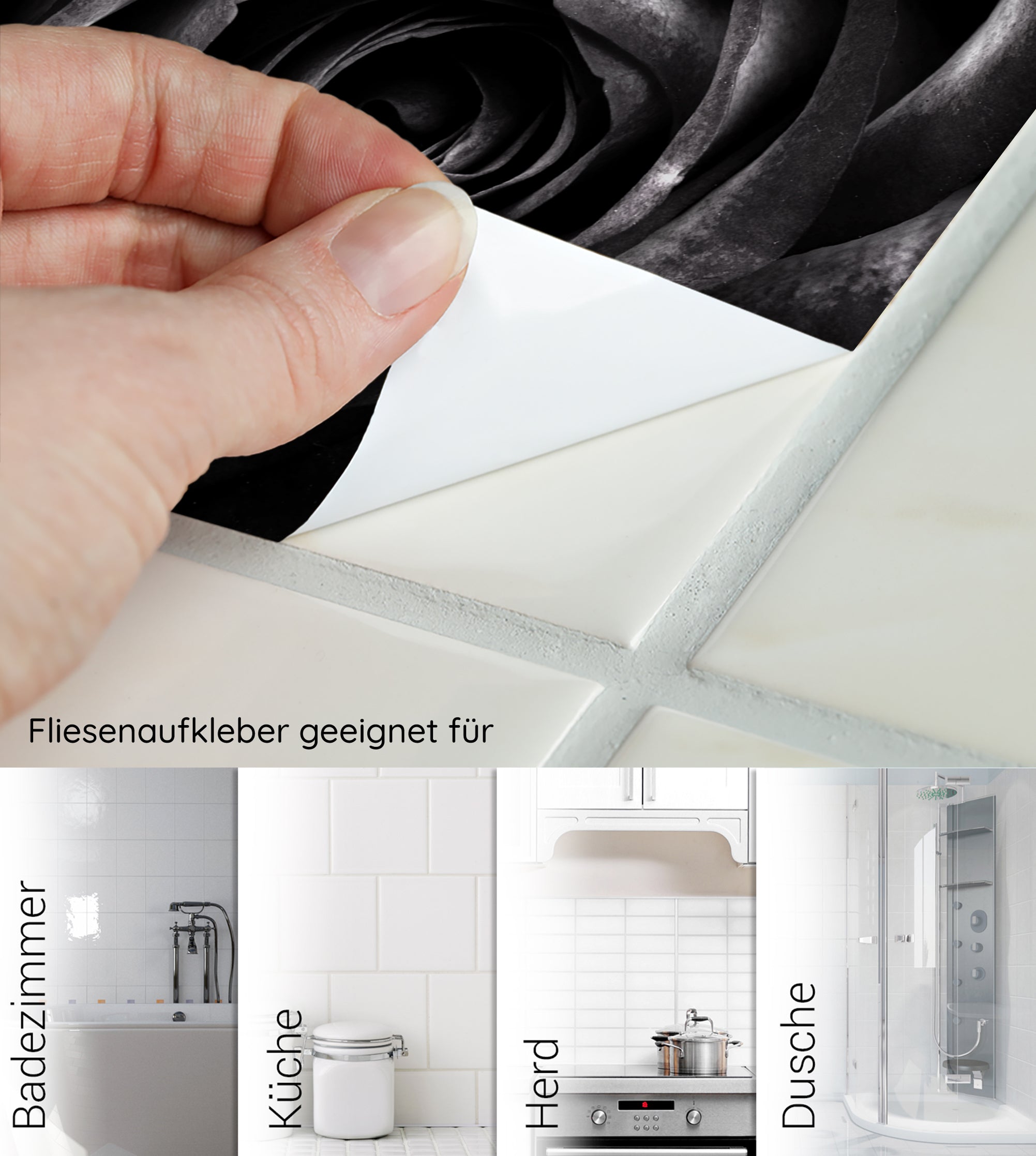 Fliesenaufkleber Marmoroptik in schwarz