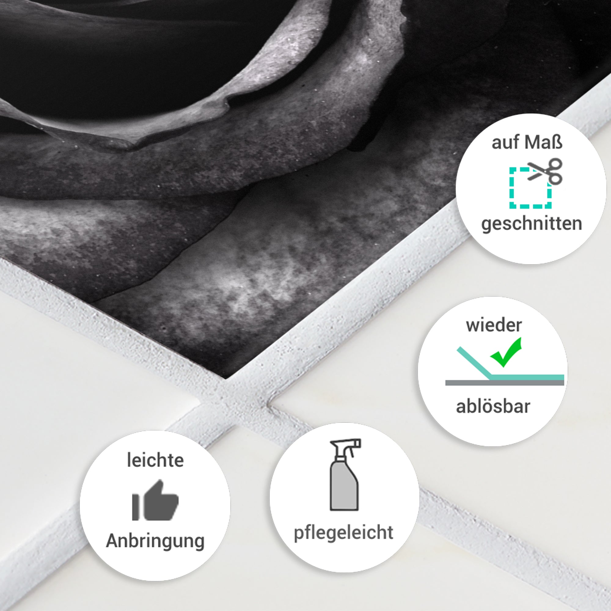 Fliesenaufkleber Marmoroptik in schwarz