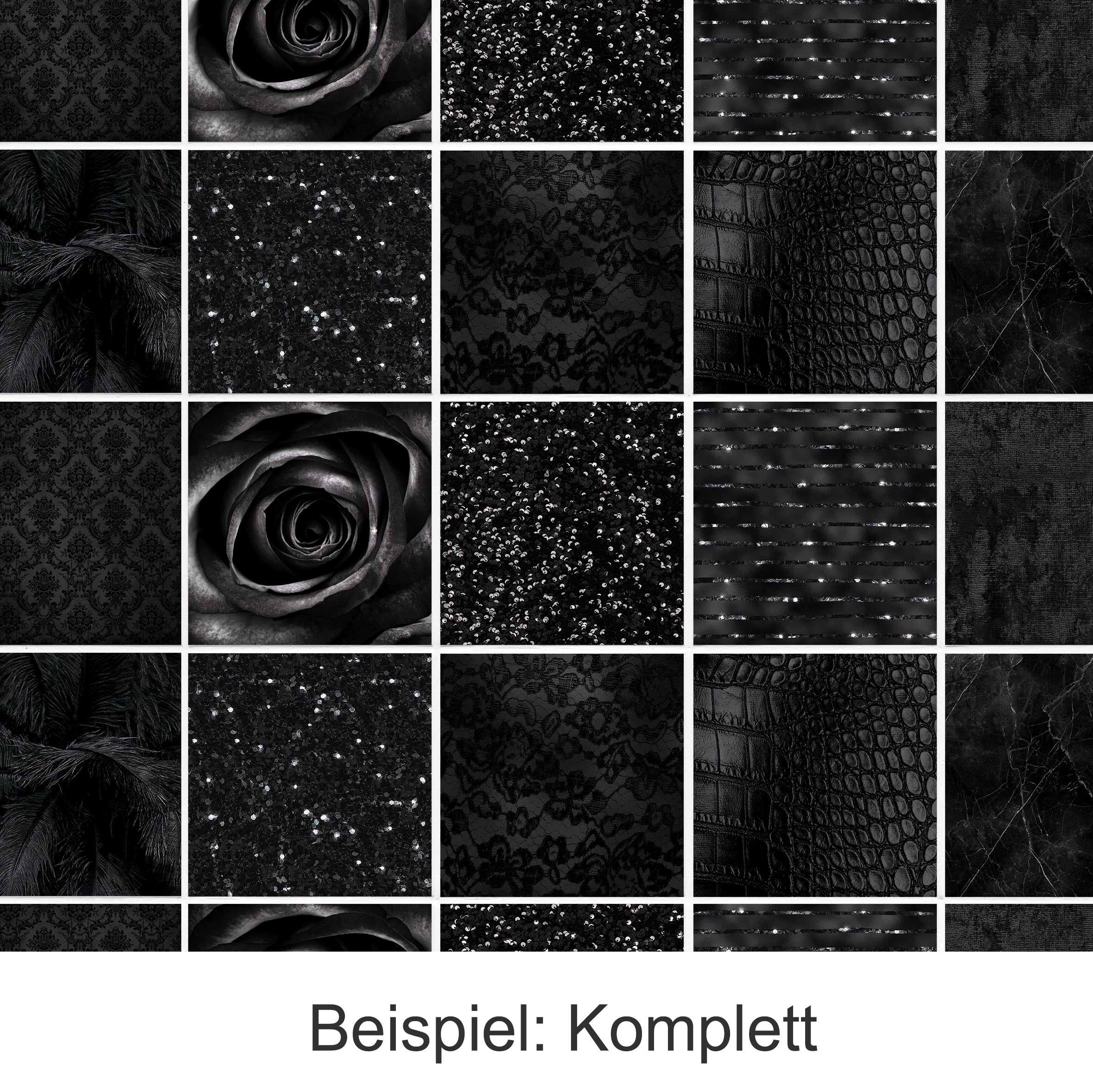 Fliesenaufkleber Marmoroptik in schwarz