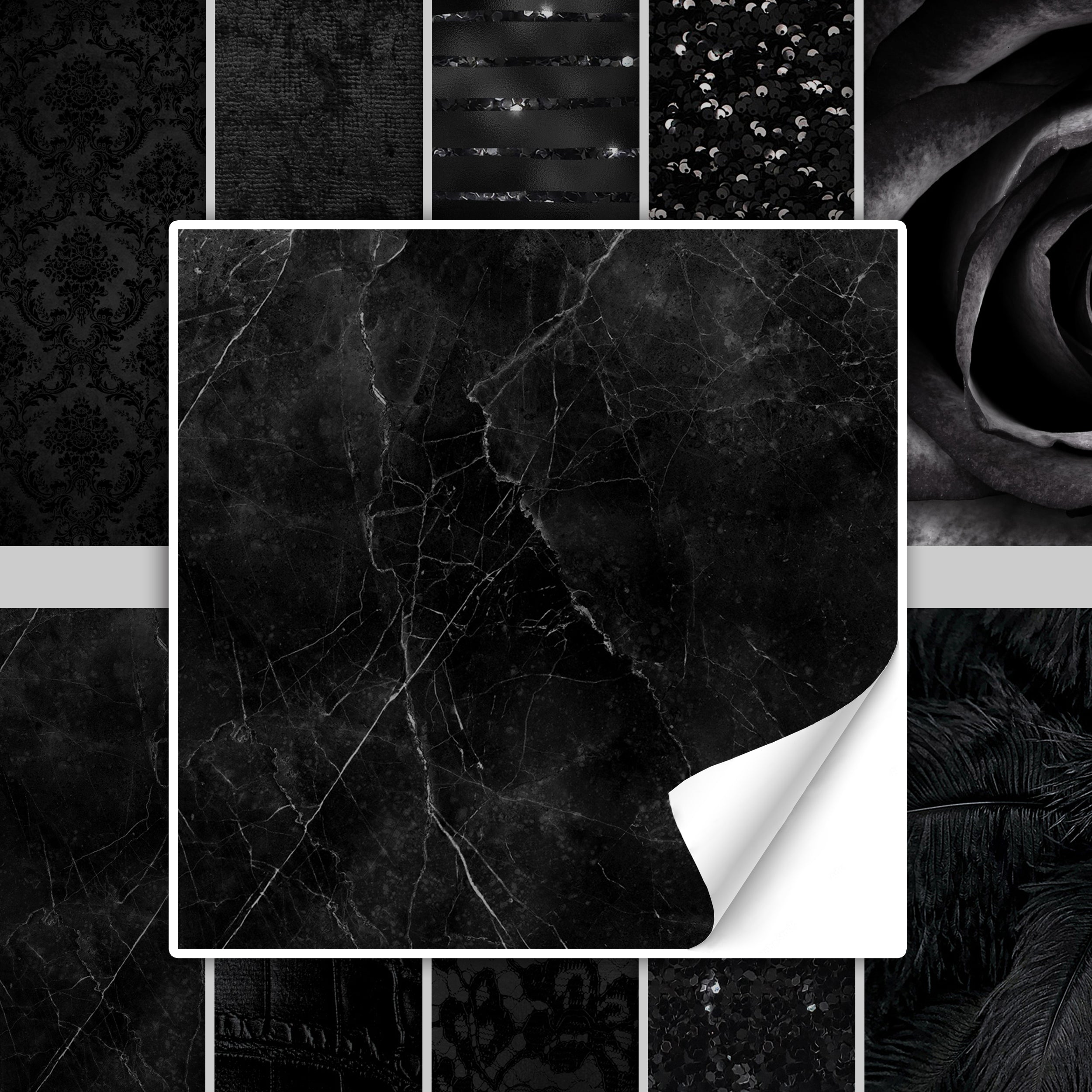 Fliesenaufkleber Marmoroptik in schwarz