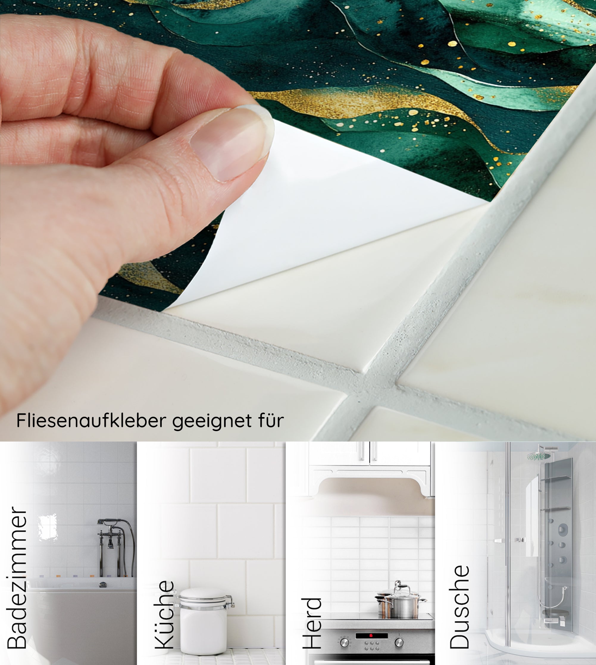 Fliesenfolie Grüner Wellenlook