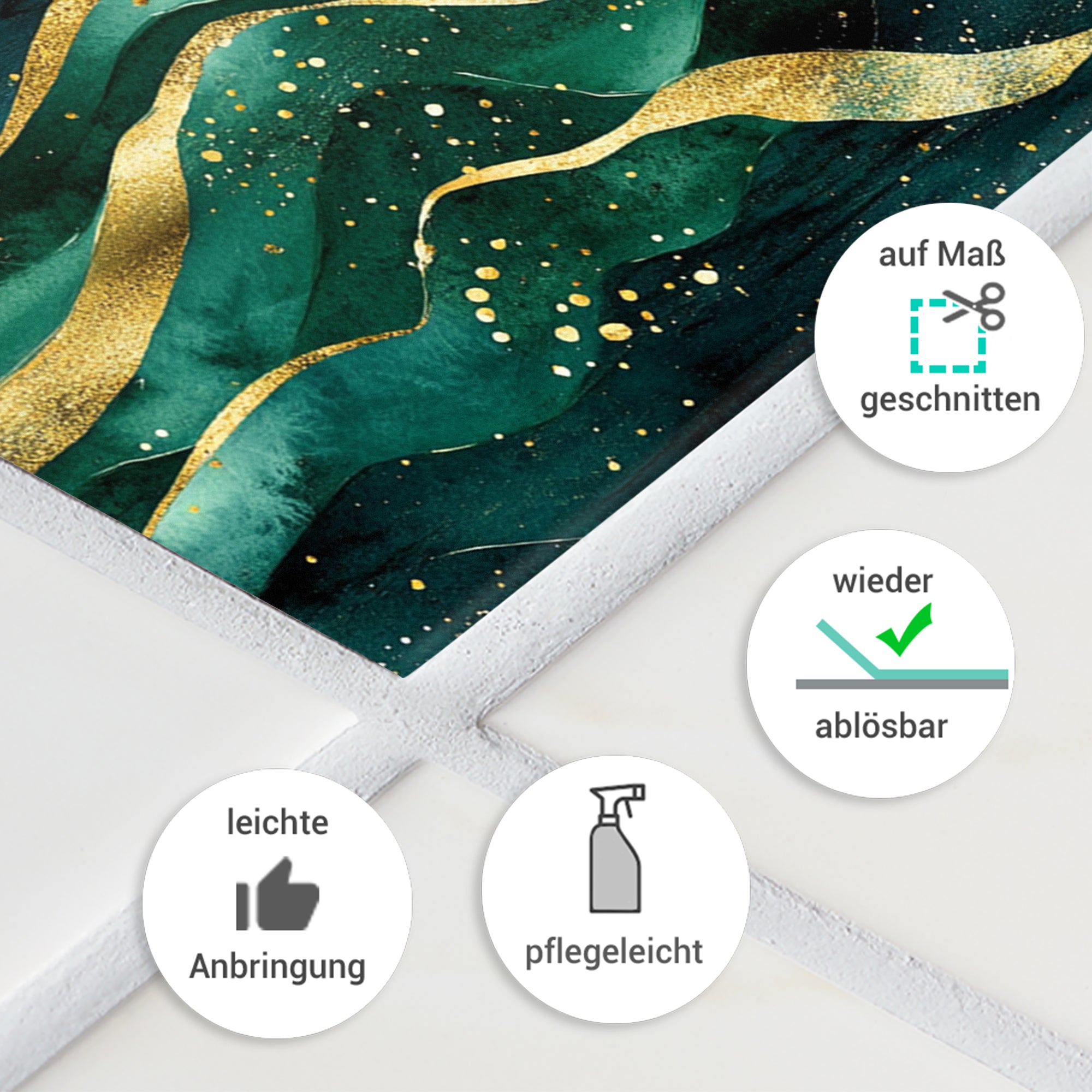 Fliesenfolie Grüner Wellenlook