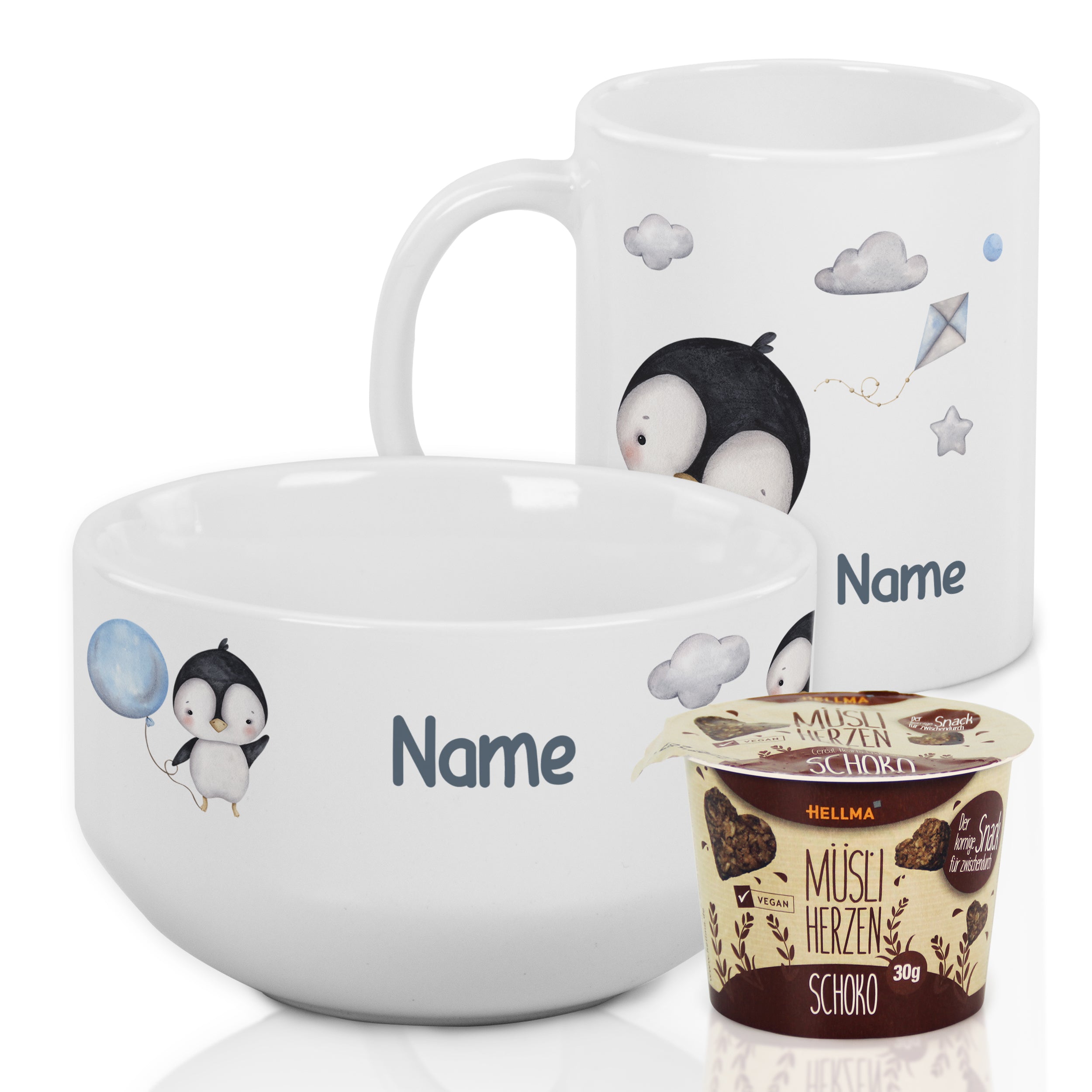 Set Müslischale mit Tasse Süße Pinguine