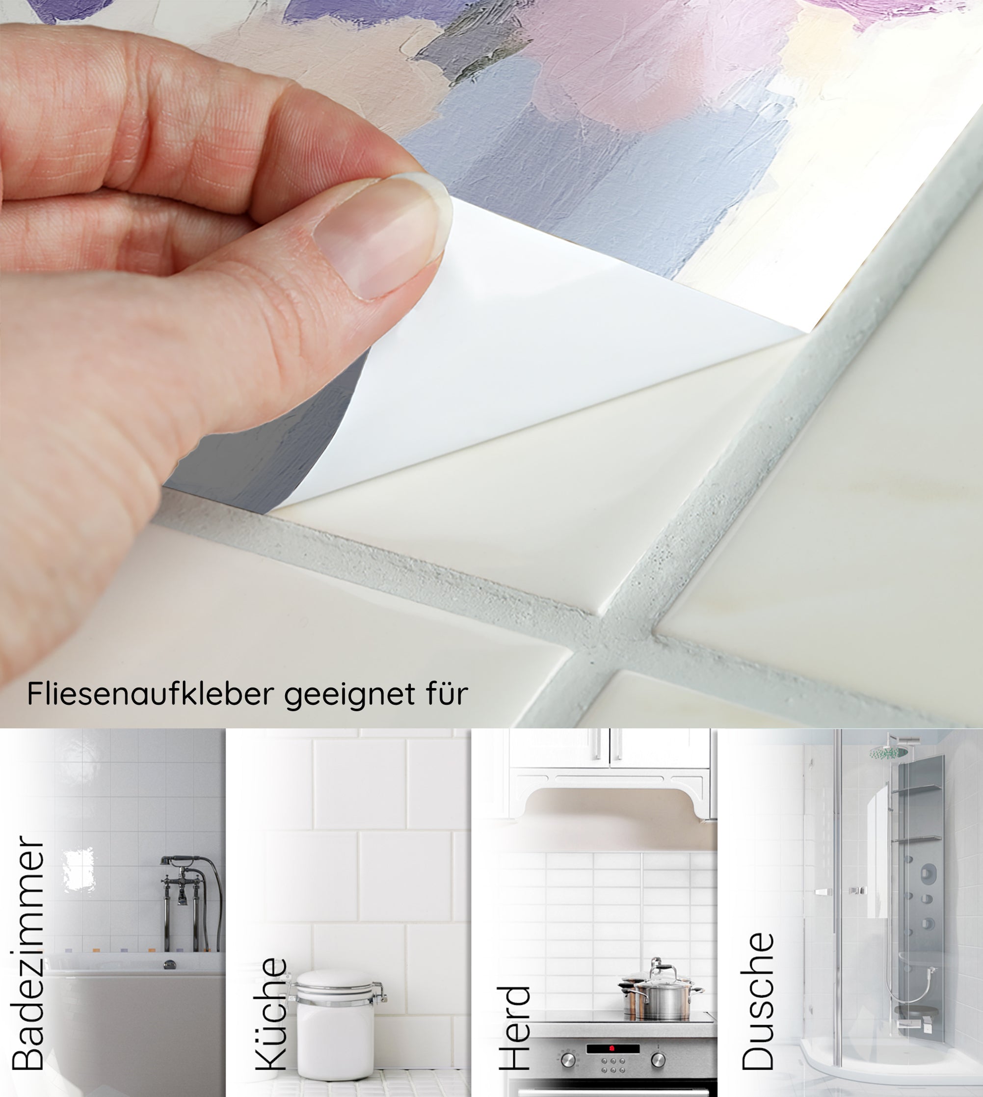 Fliesenaufkleber mit floralen Motiven