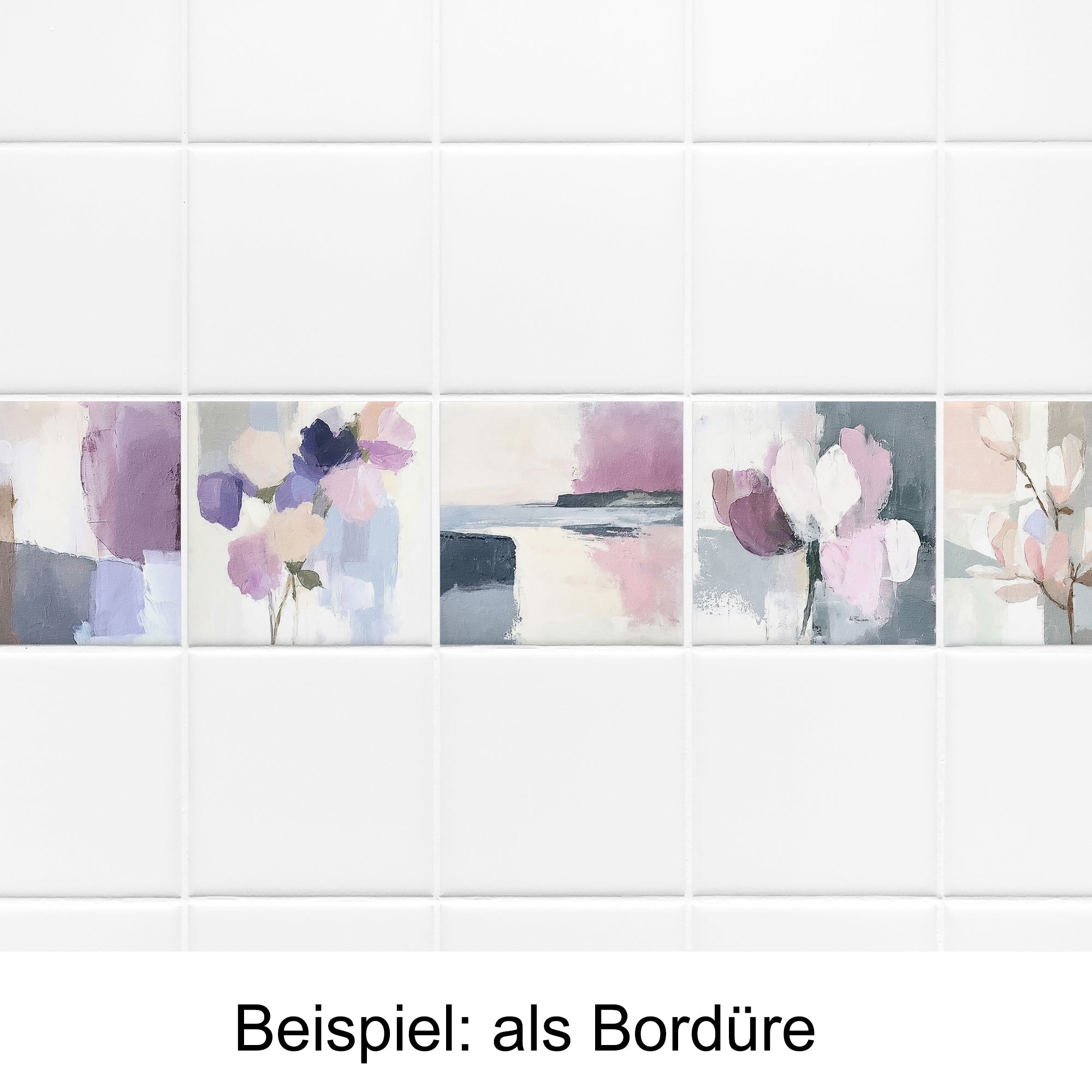 Fliesenaufkleber mit floralen Motiven