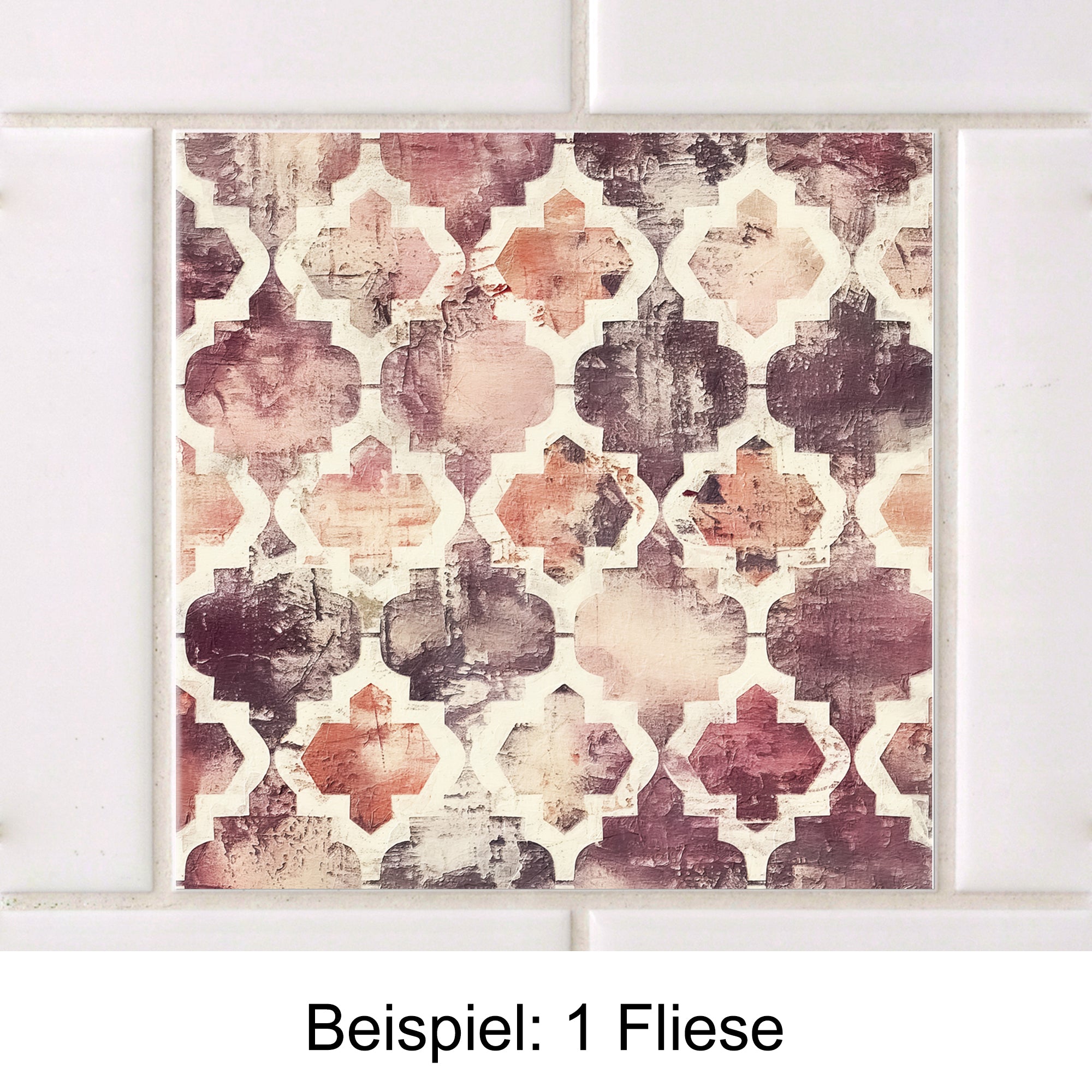 Dekorative Fliese in lila, rosa und cremefarbenem Muster.