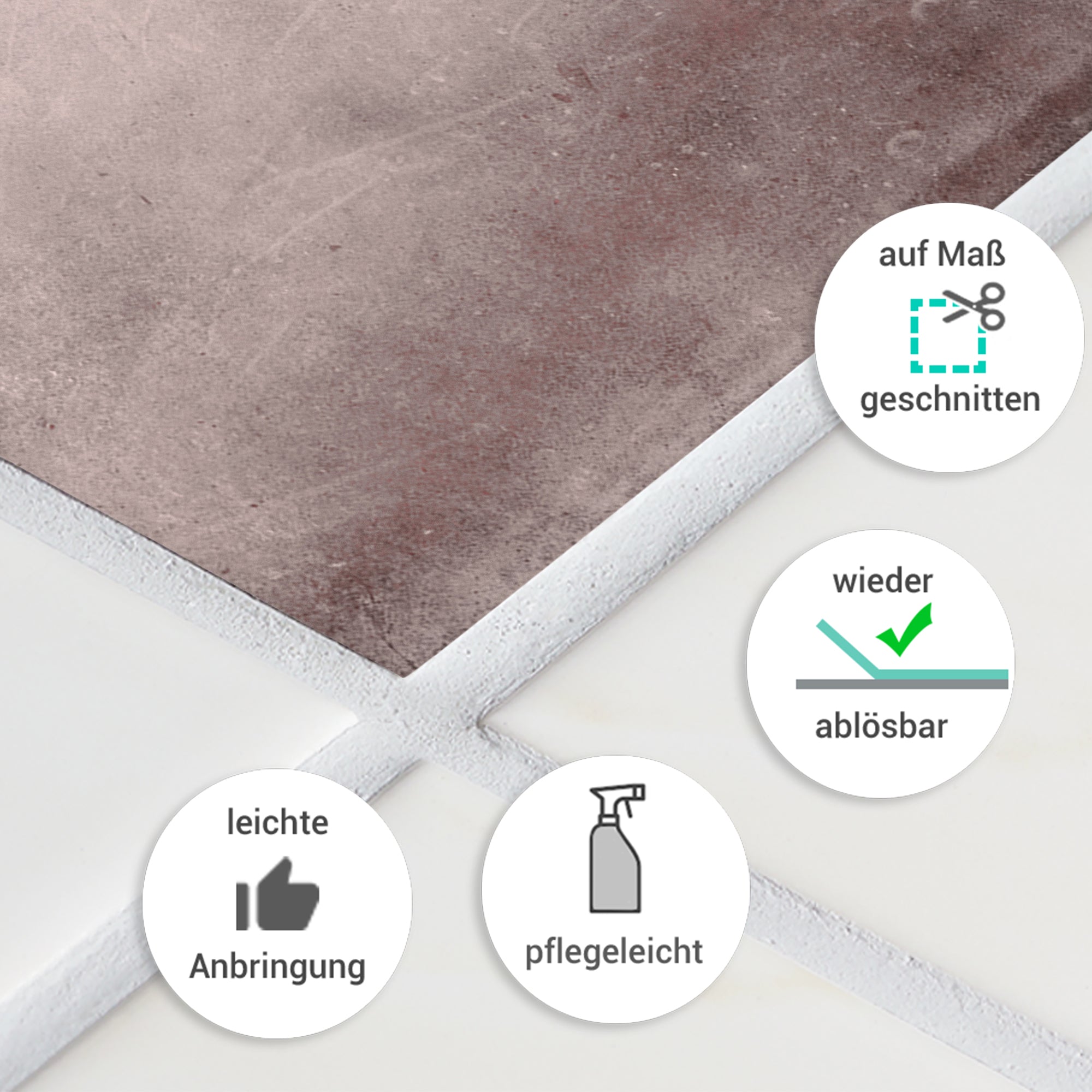 Fliesenaufkleber in Vintage Beton & Metall