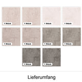 Farbenfrohe Fliesenmuster in Beige- und Grautönen.