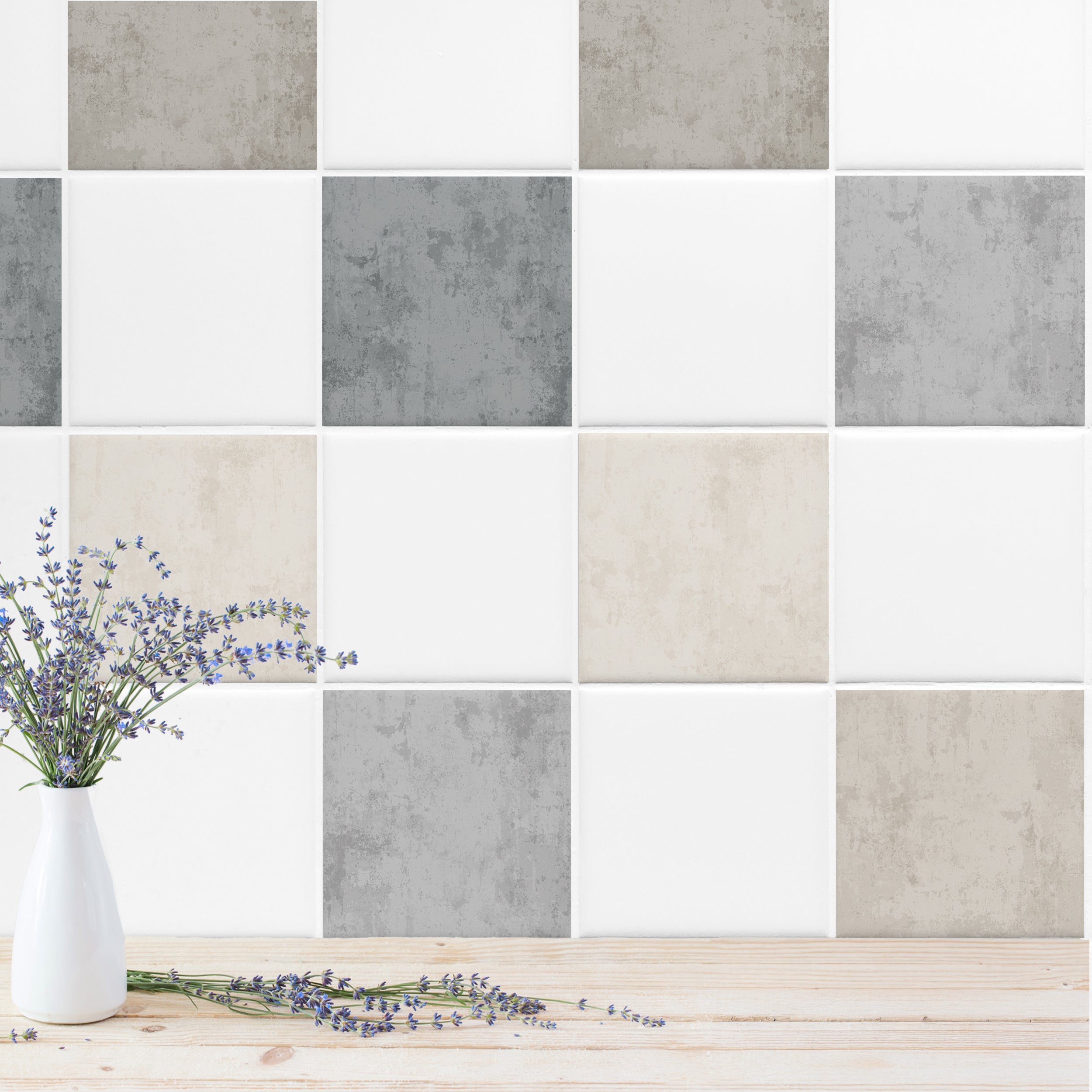 Fliesenaufkleber Beige, Sand und Hellgrau