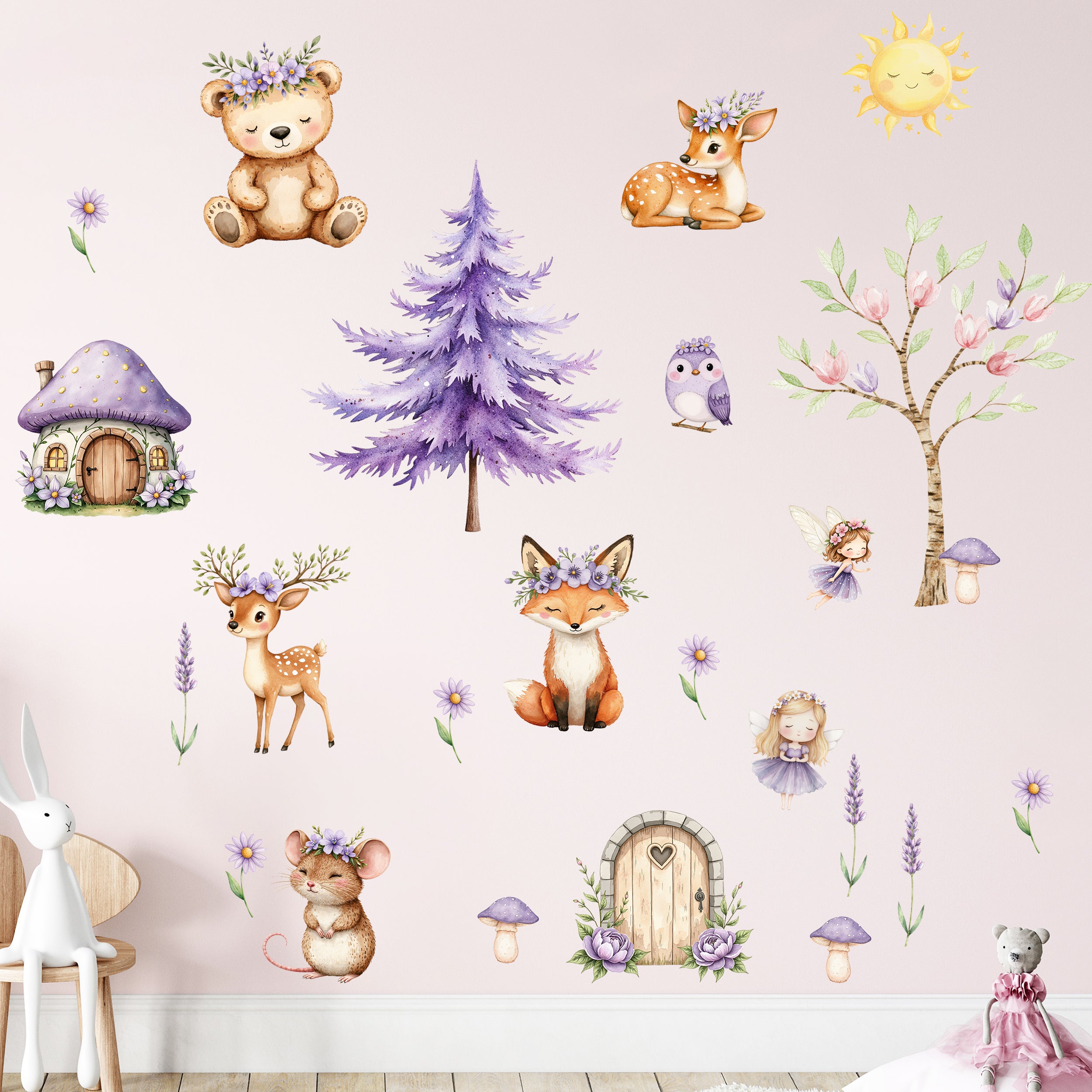 Wandtattoo mit niedlichen Tieren
