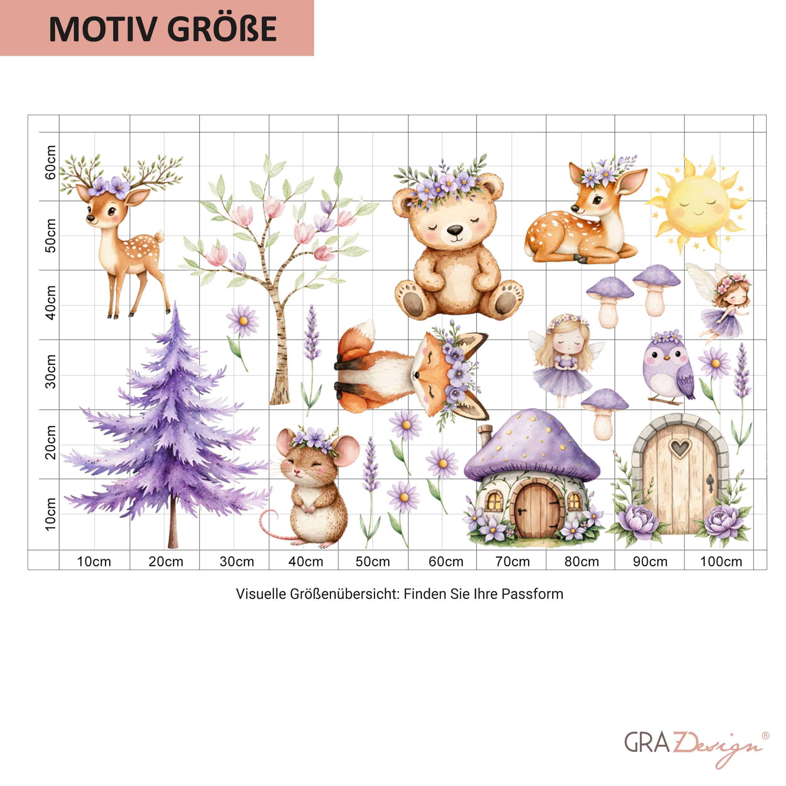 Wandtattoo mit niedlichen Tieren