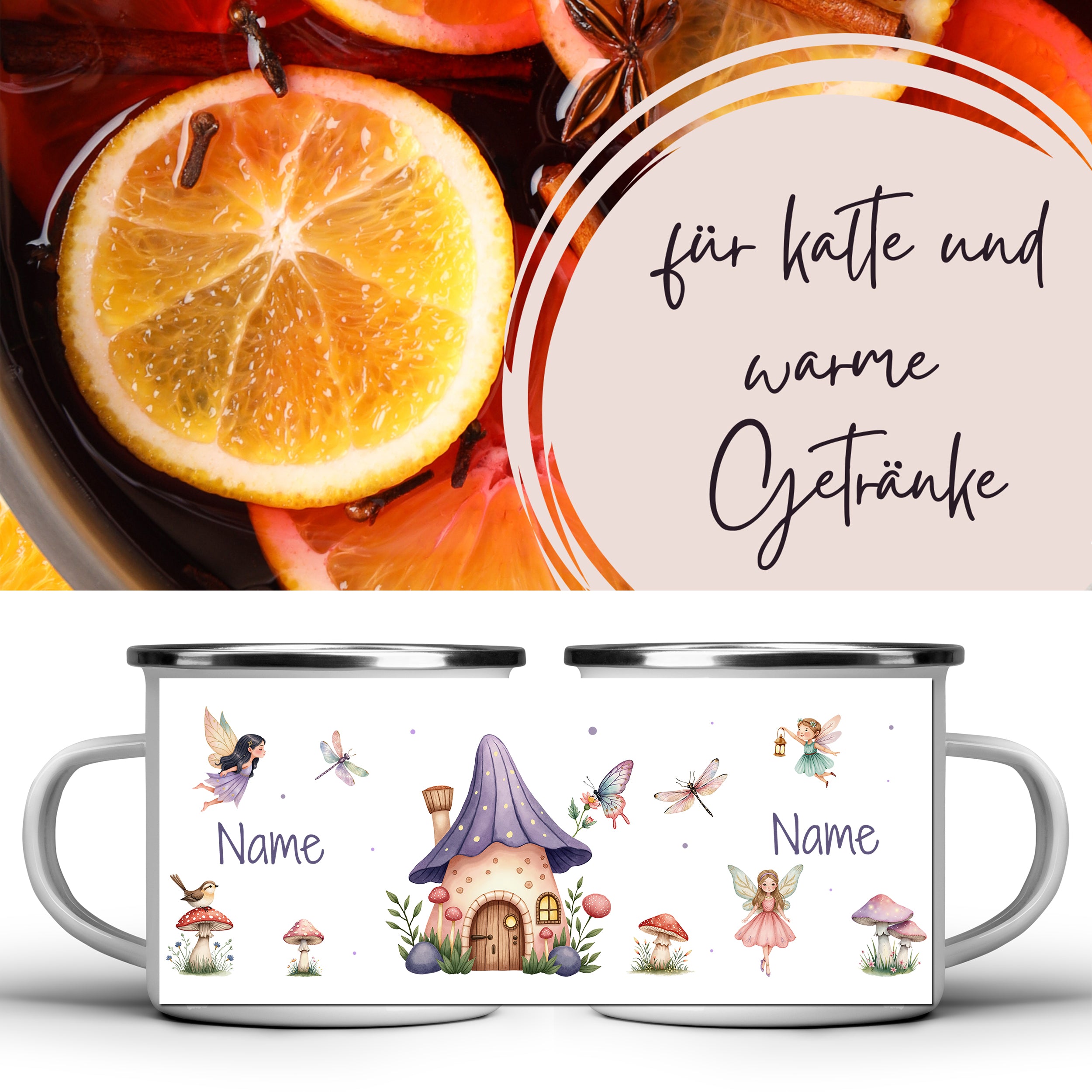 Emaille Becher Feenmotiv