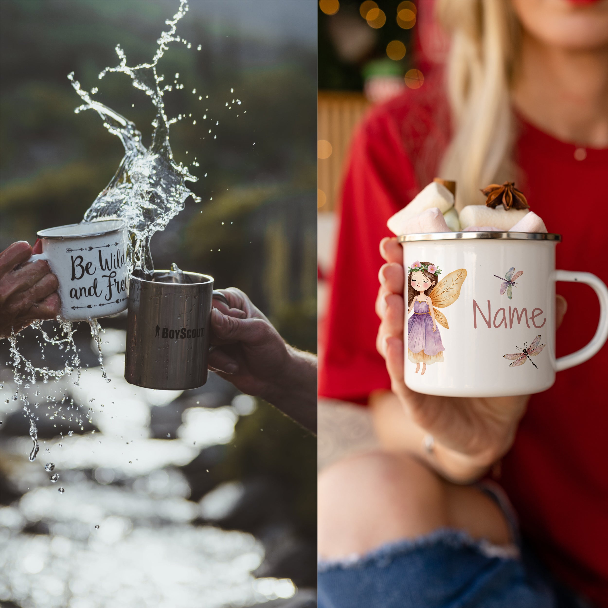 Emaille Tasse Feen-Motiv