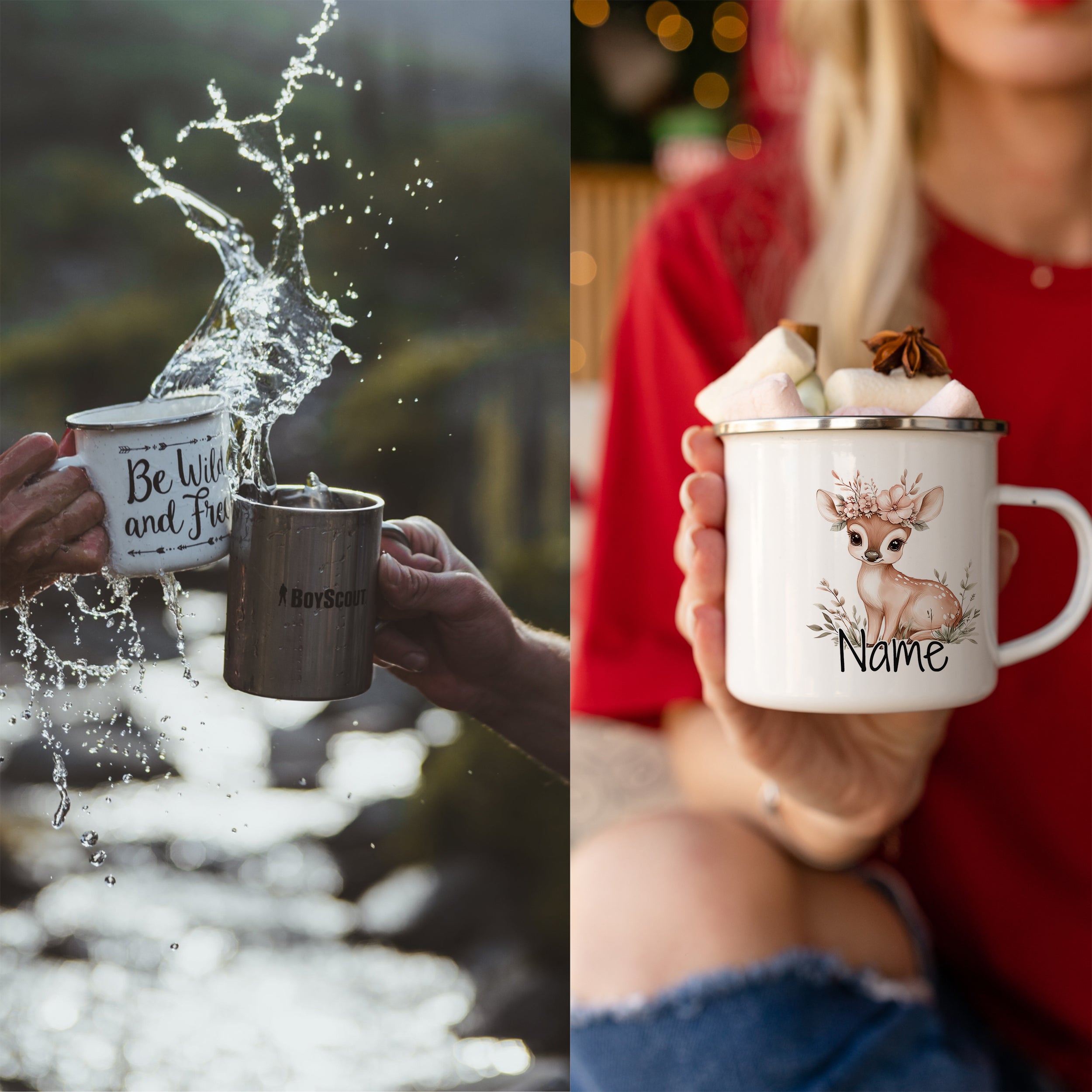 Emaille Tasse Reh