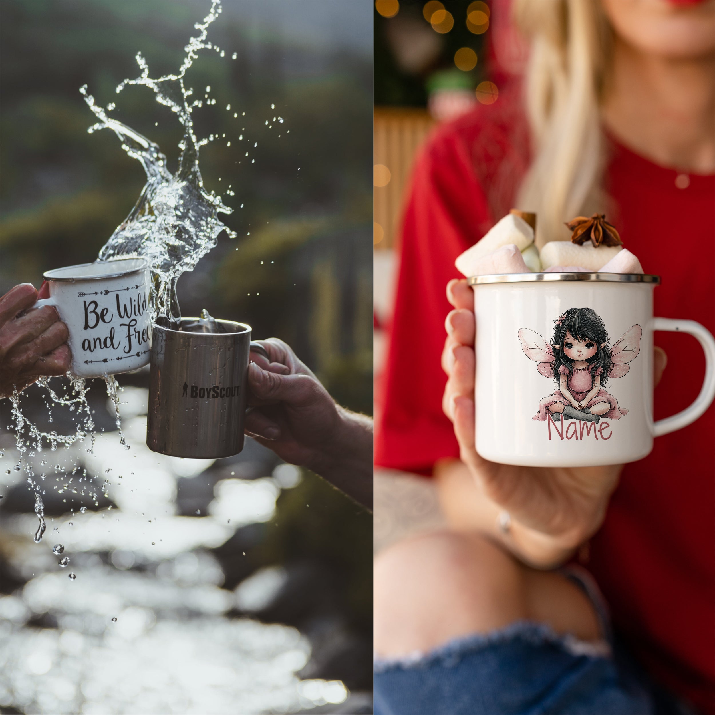 Emaille Tasse Feen-Motiv