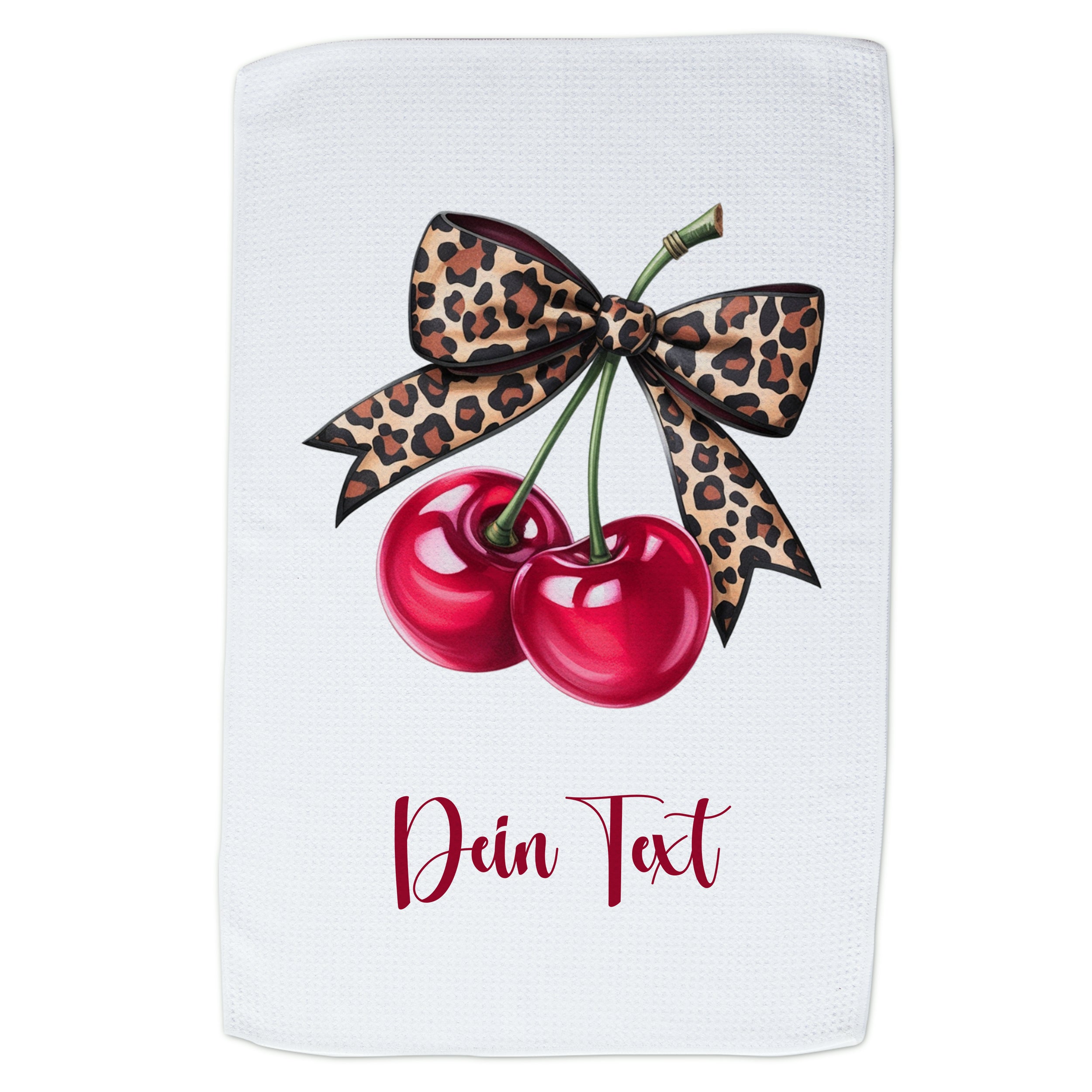 Geschirrtuch Kirschen mit Leopardenschleif