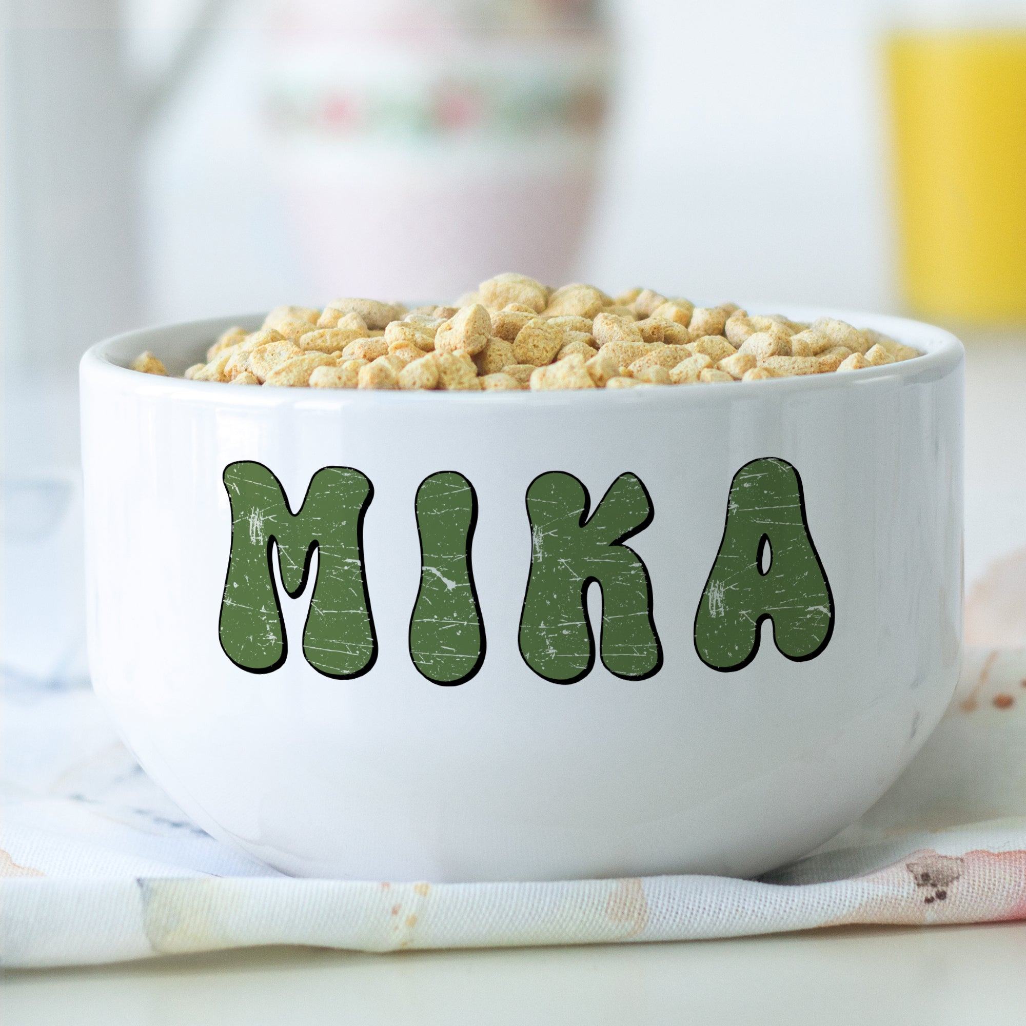 Müslischale mit Namen in grün