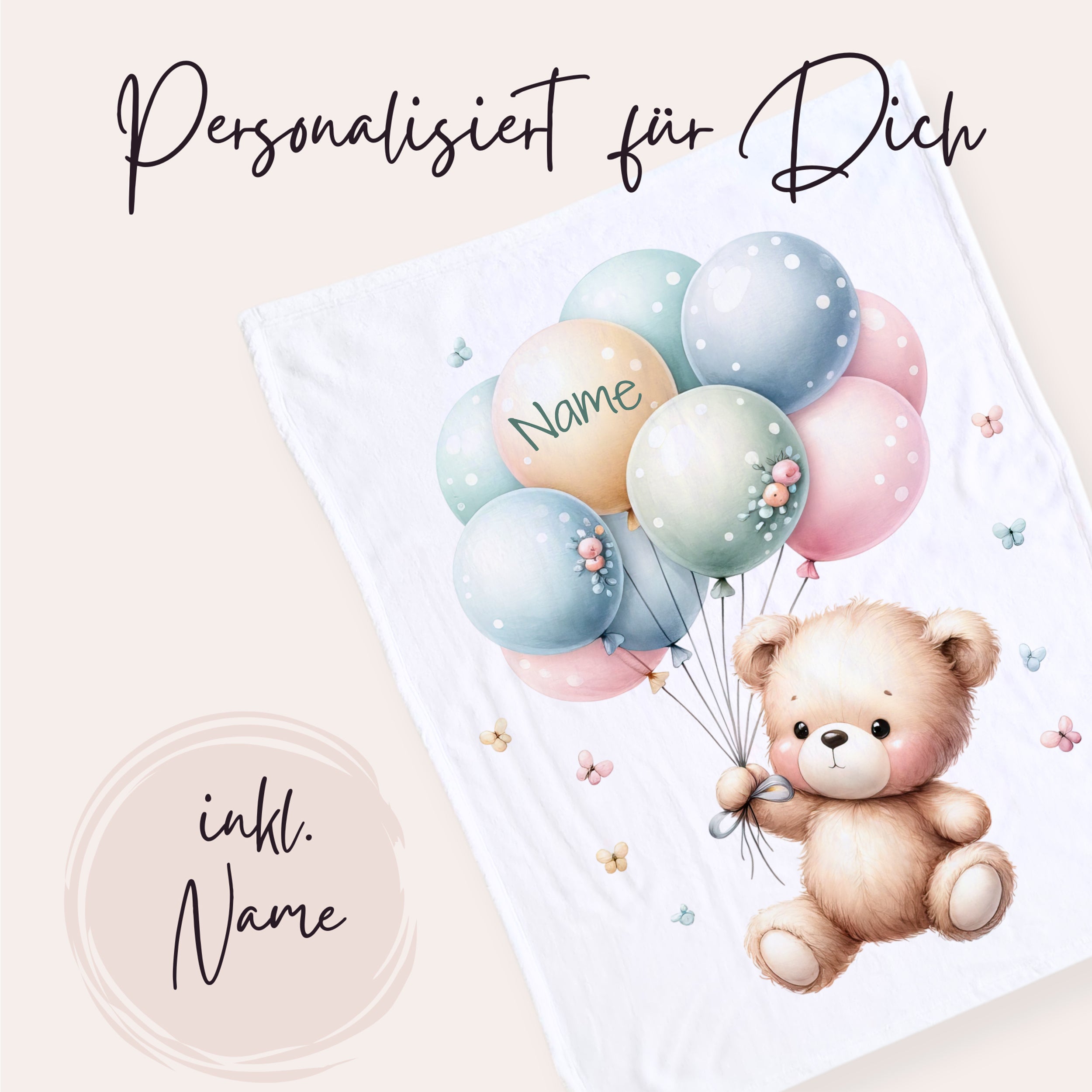 Babydecke Bär mit Ballons
