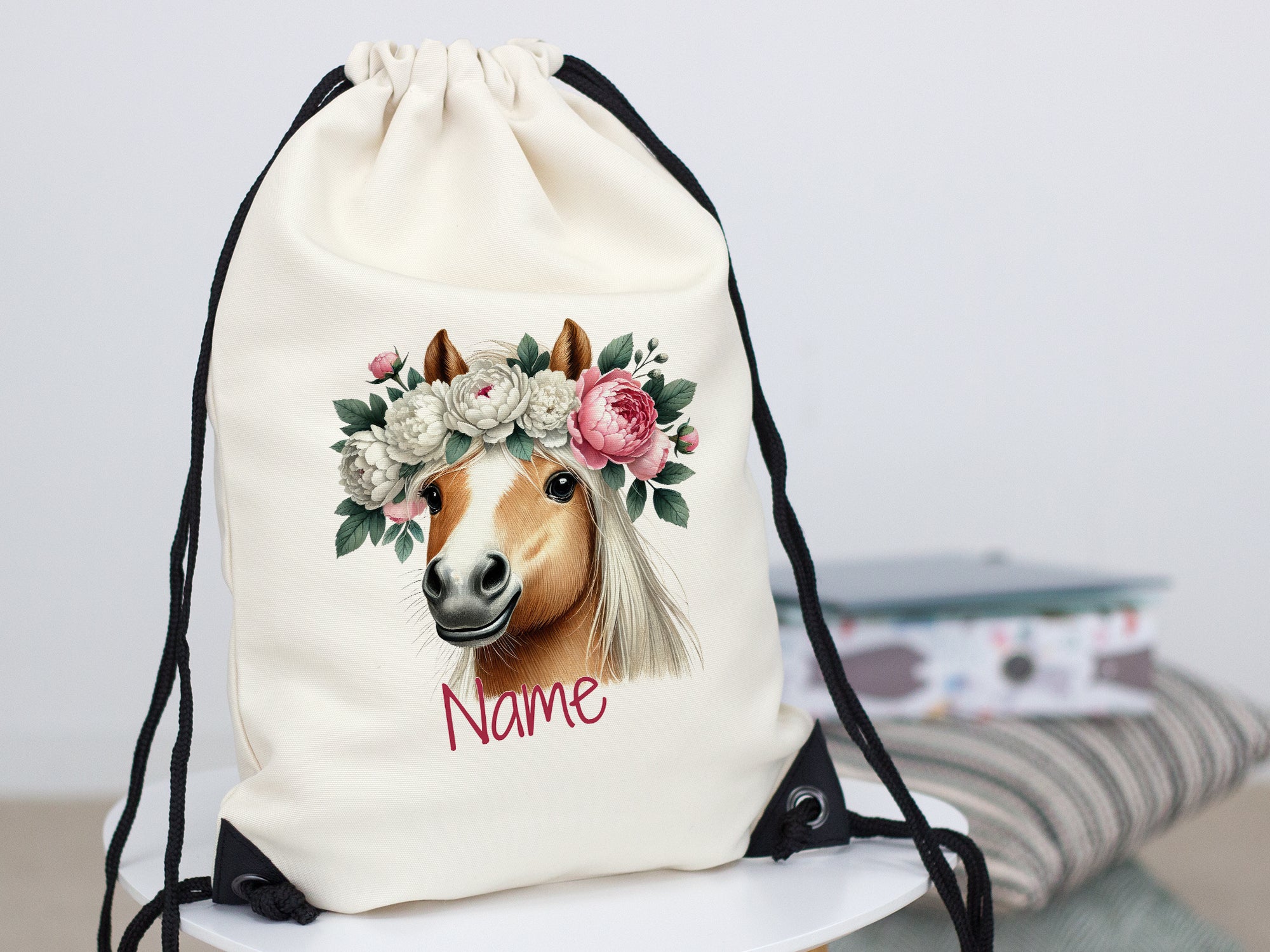 Turnbeutel mit Pferdemotiv