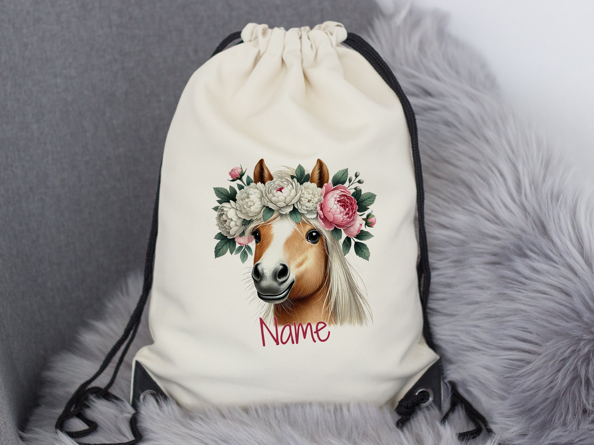 Turnbeutel mit Pferdemotiv