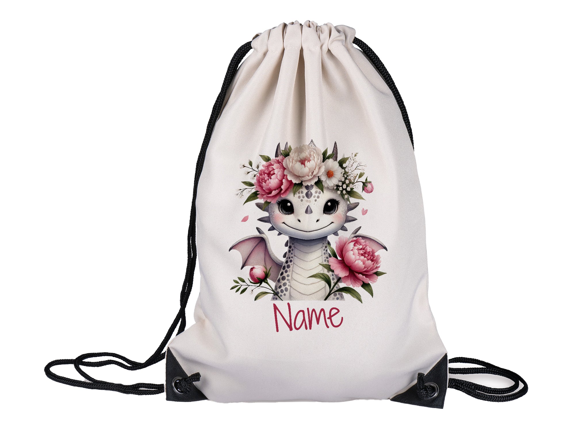 Turnbeutel Drache mit Blumen