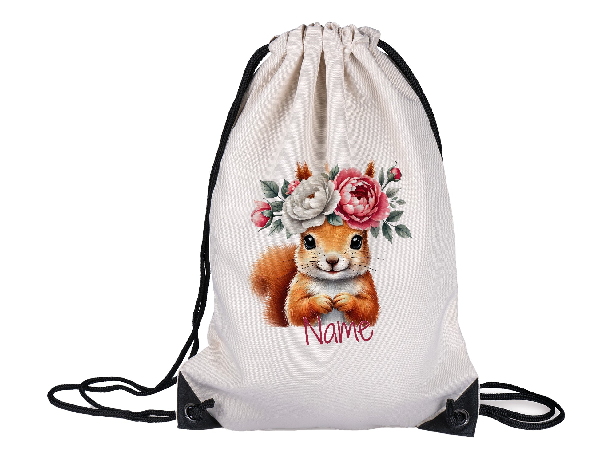 Turnbeutel Eichhörnchen mit Blumen