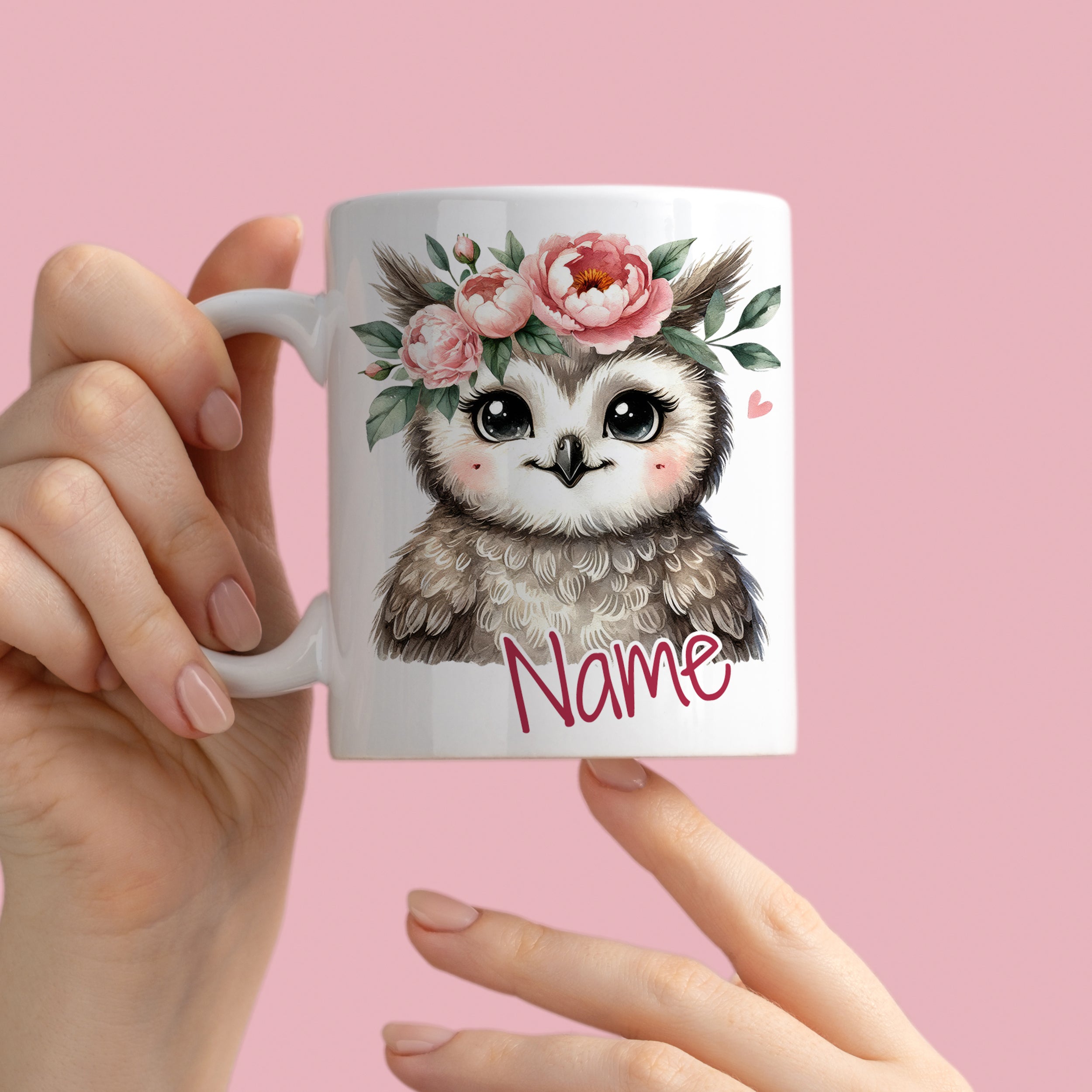 Tasse Eule mit Blumen