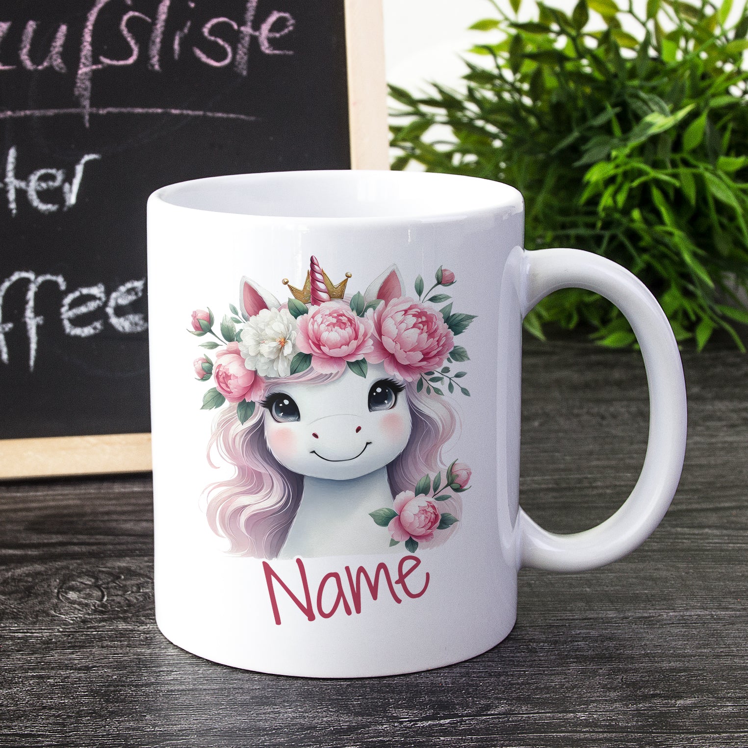 Tasse Einhorn mit Blumen