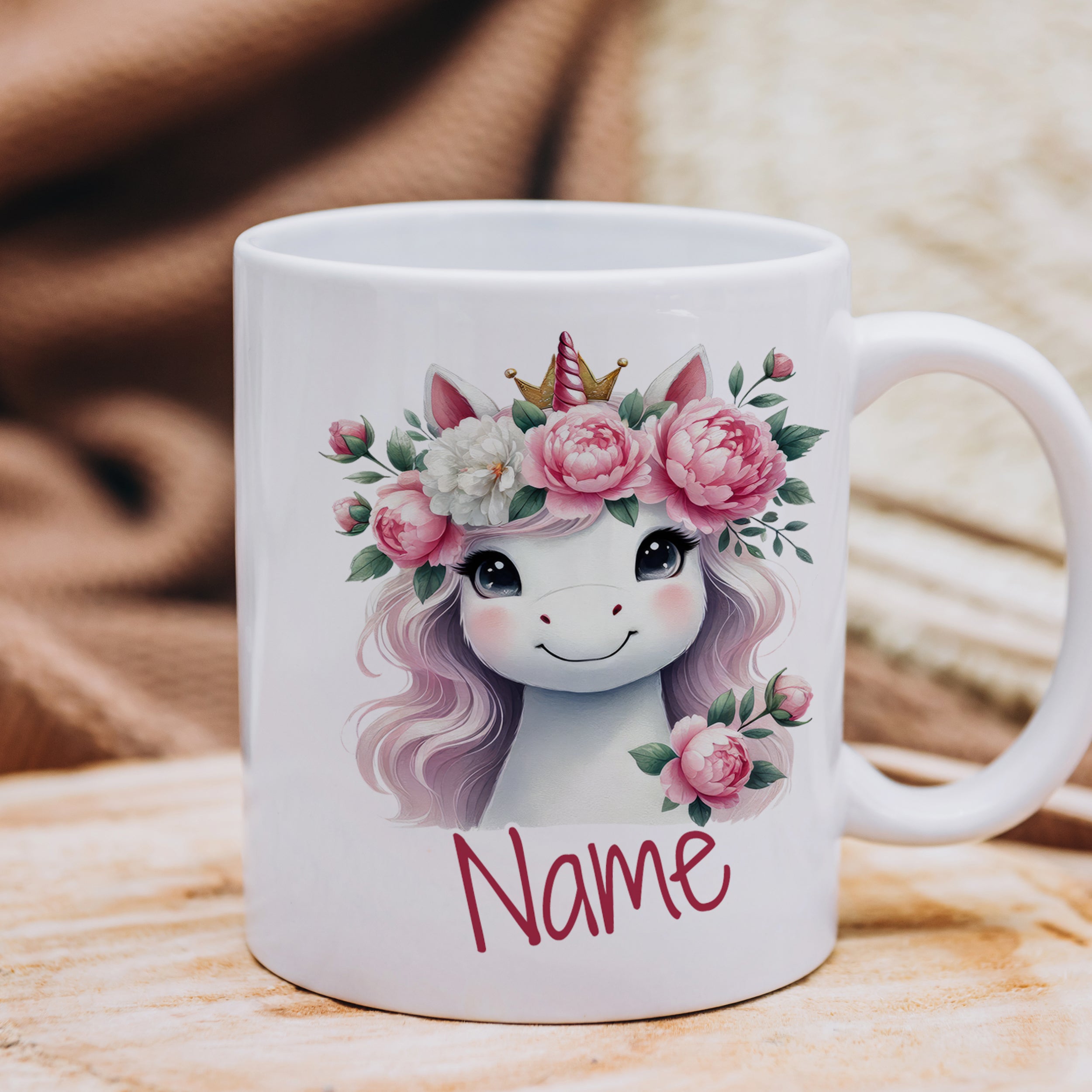 Tasse Einhorn mit Blumen