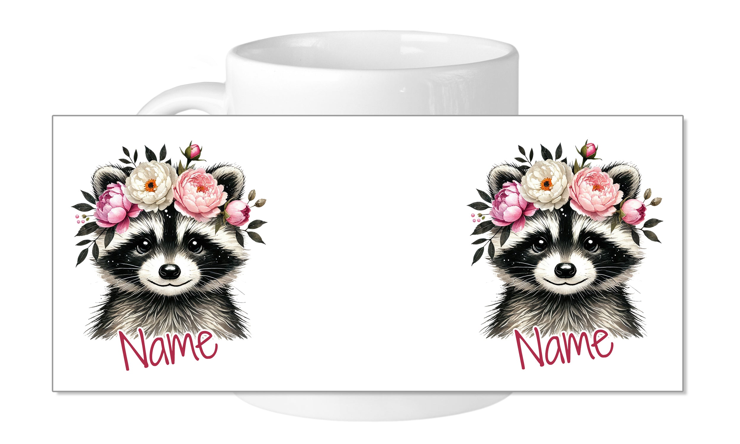 Tasse Waschbär mit Blumen