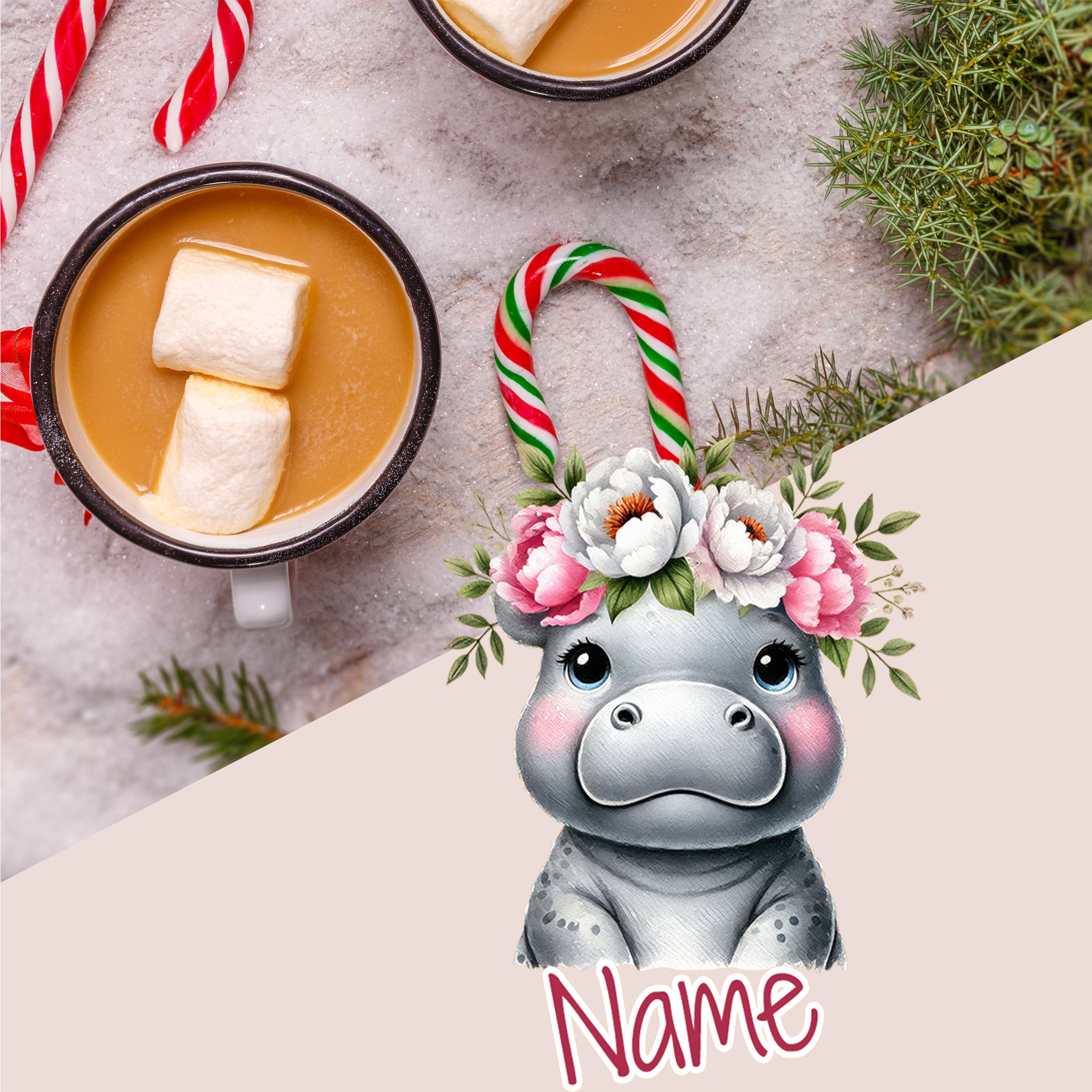 Emaille Becher mit niedlichem Nilpferd