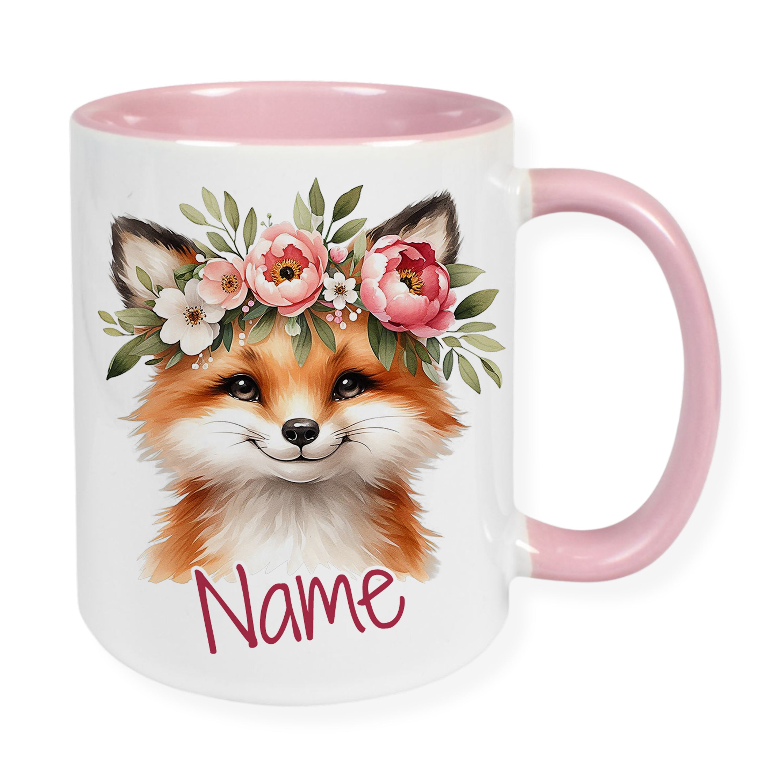 Tasse Fuchs mit Blumenkranz