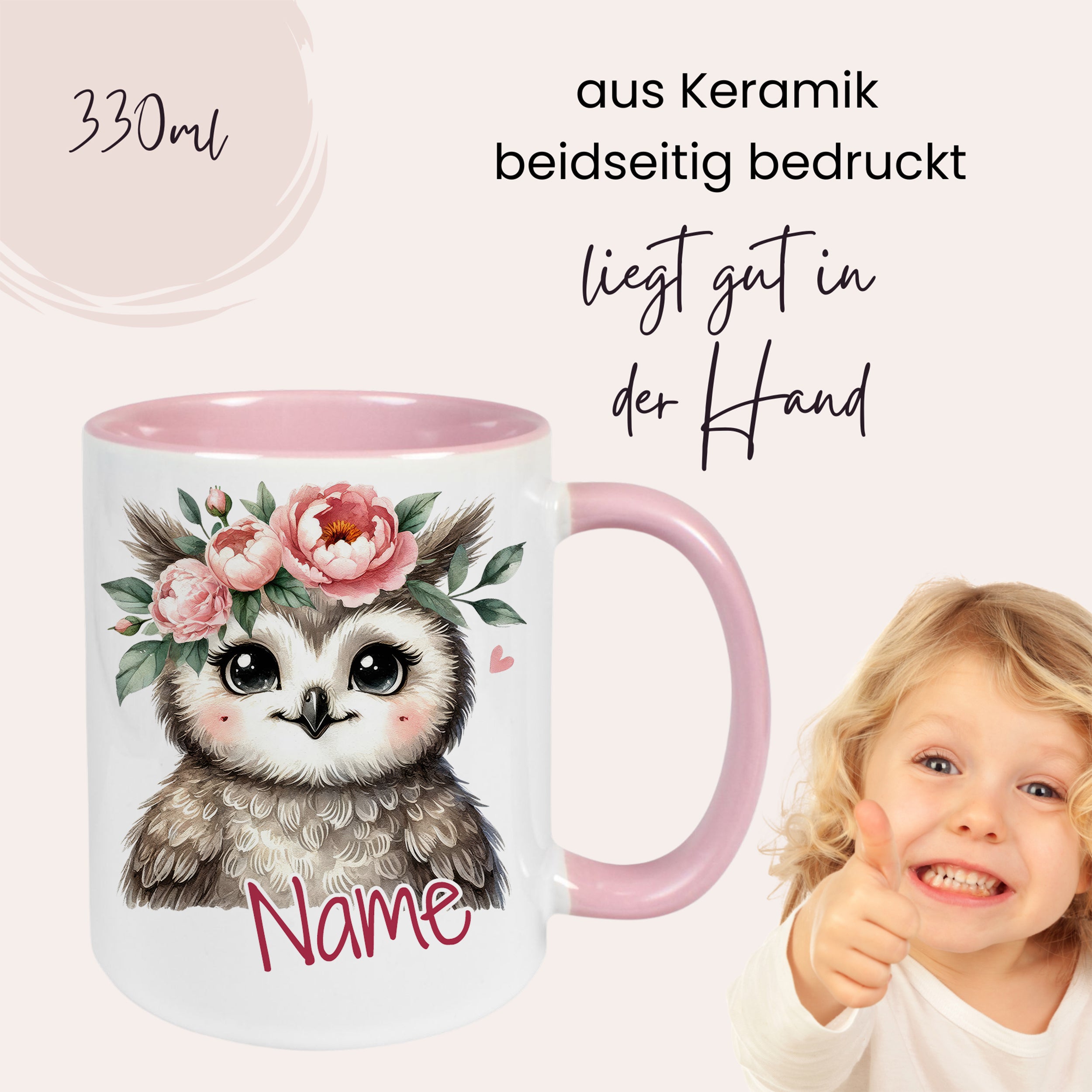 Tasse Eule mit Rosen