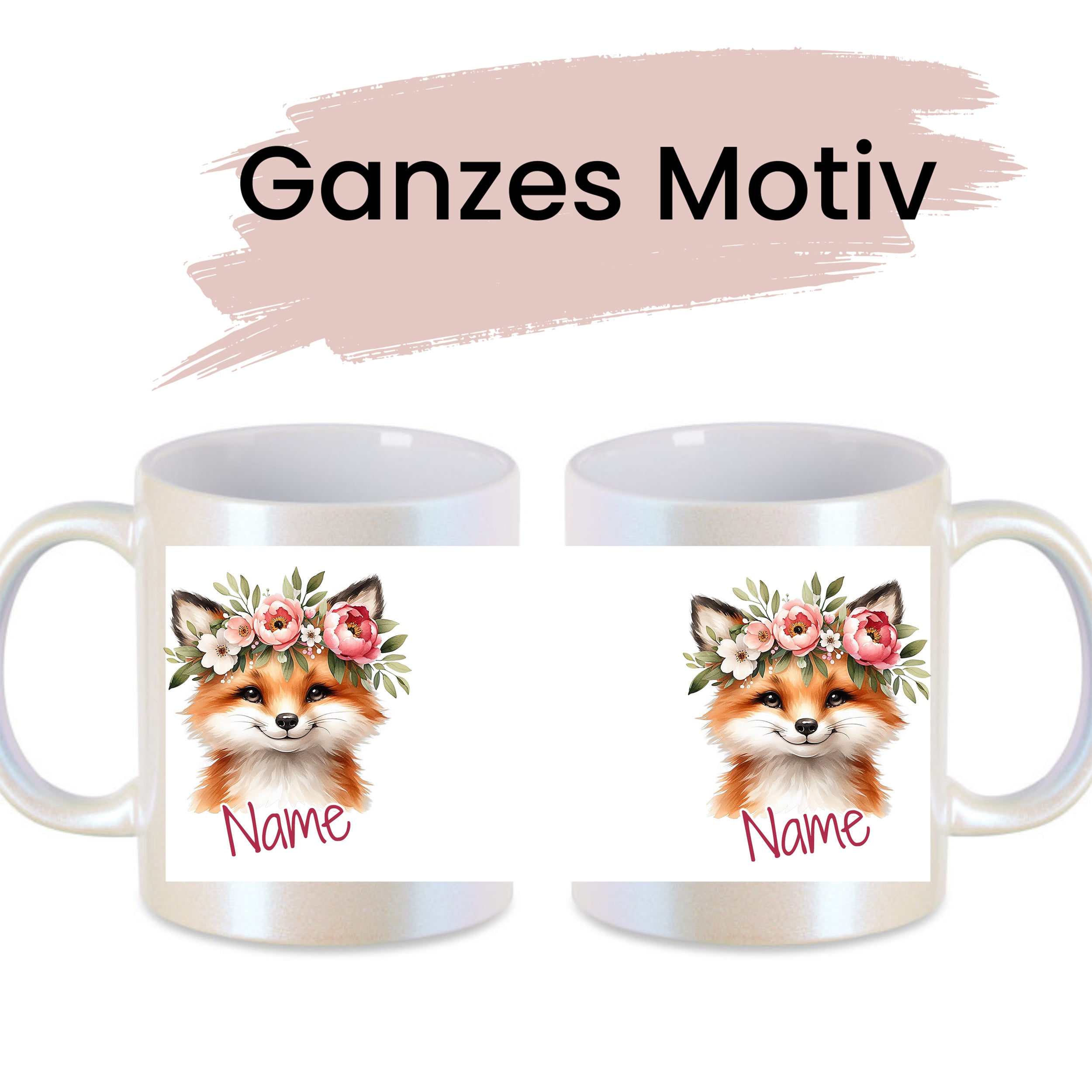 Tasse Fuchs mit Blumenkranz