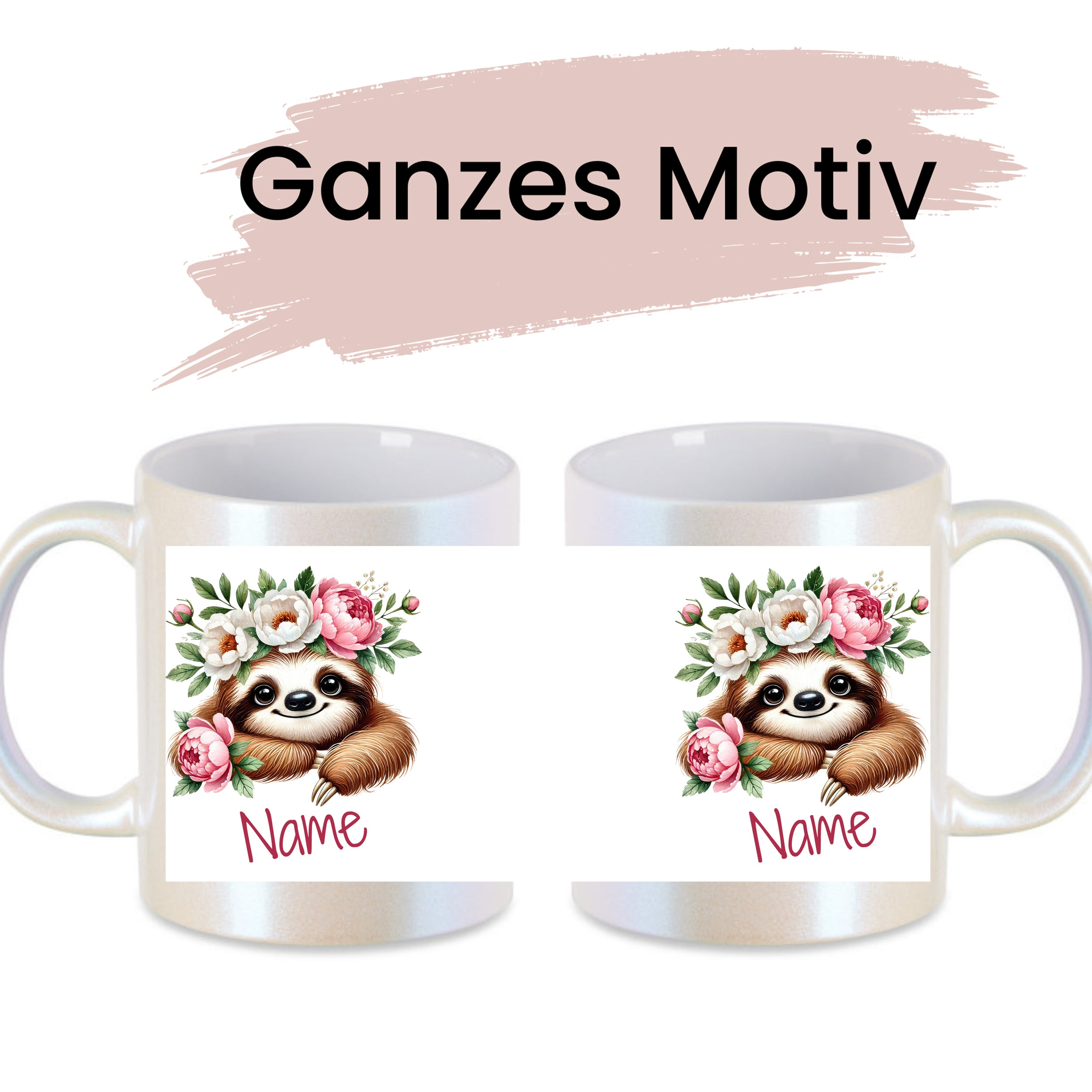 Tasse Faultier mit Blumen