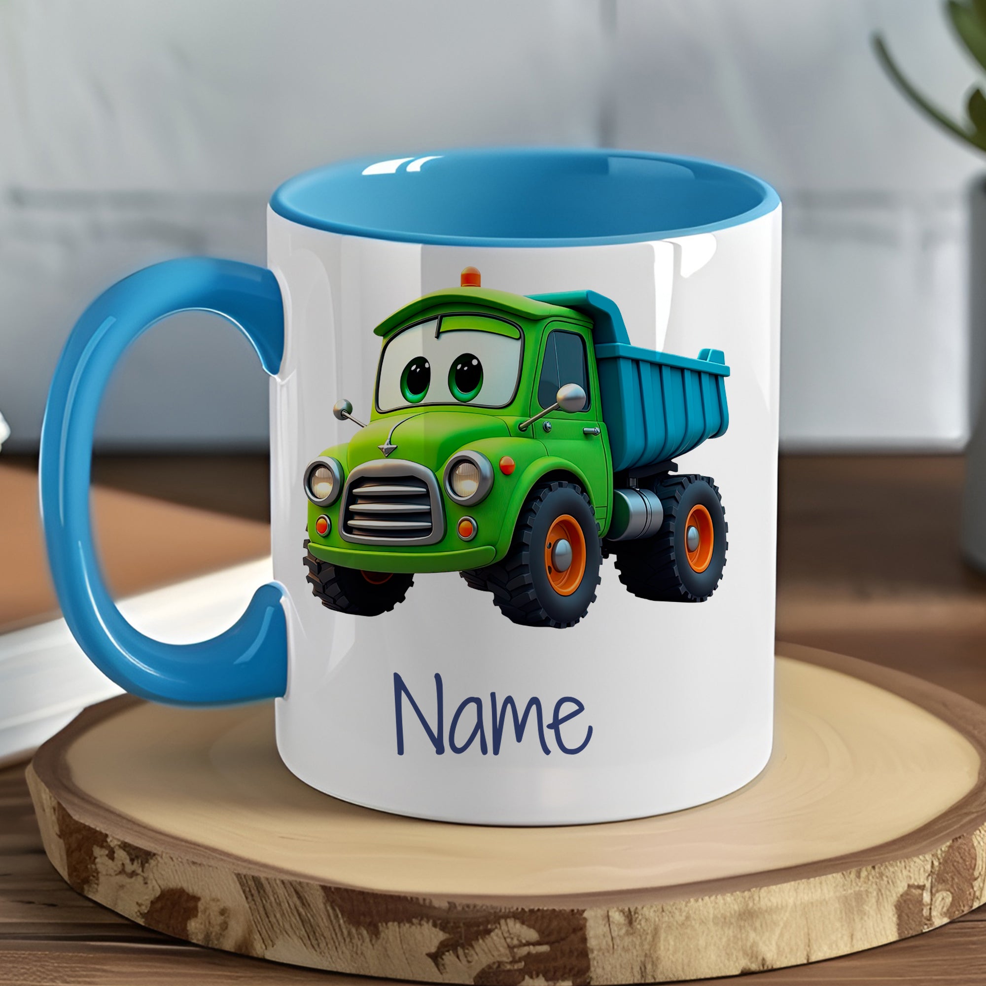 Kindertasse mit grünem Lkw - Spaßige Abenteuer für kleine Bauarbeiter