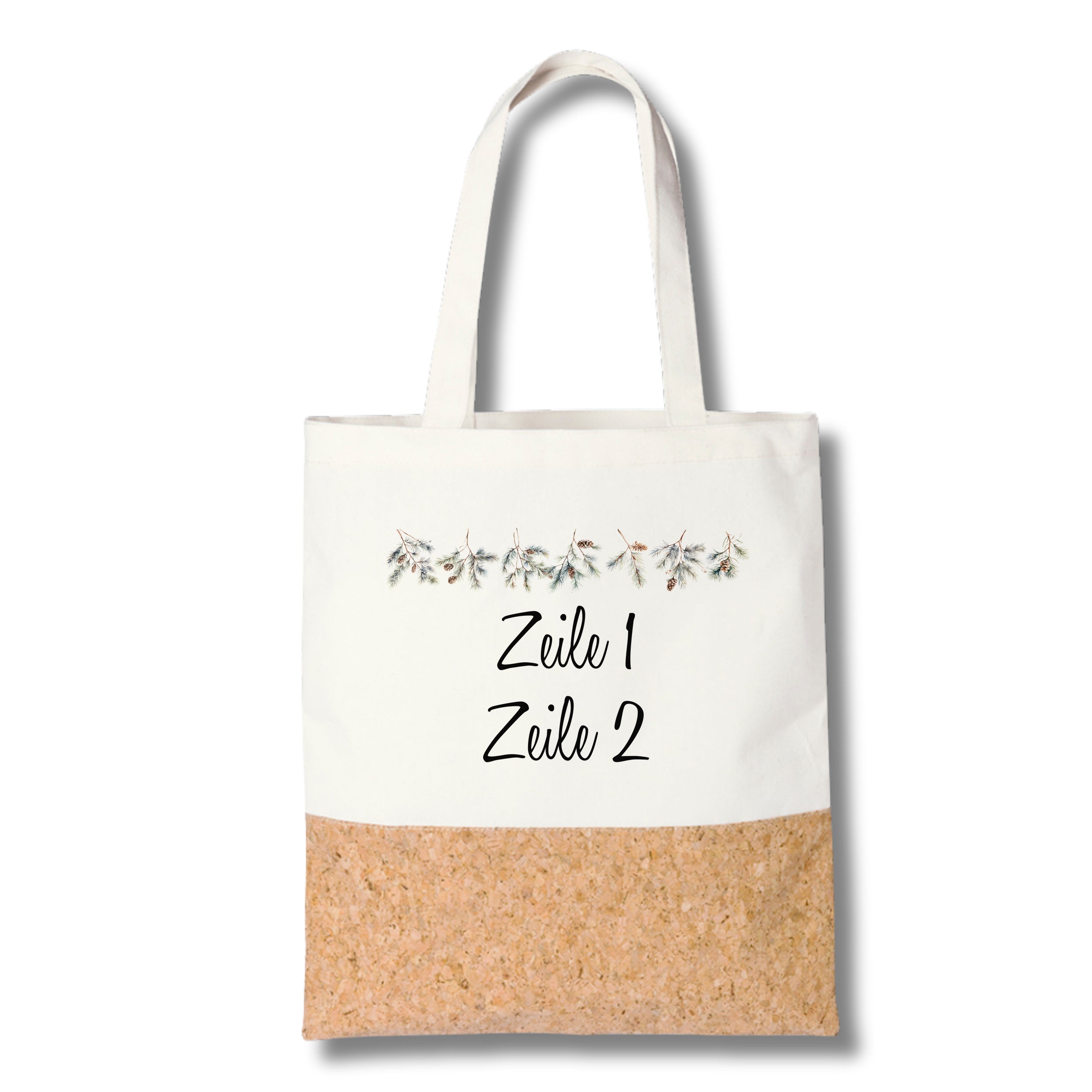 Tasche mit Korkboden und floralem Motiv